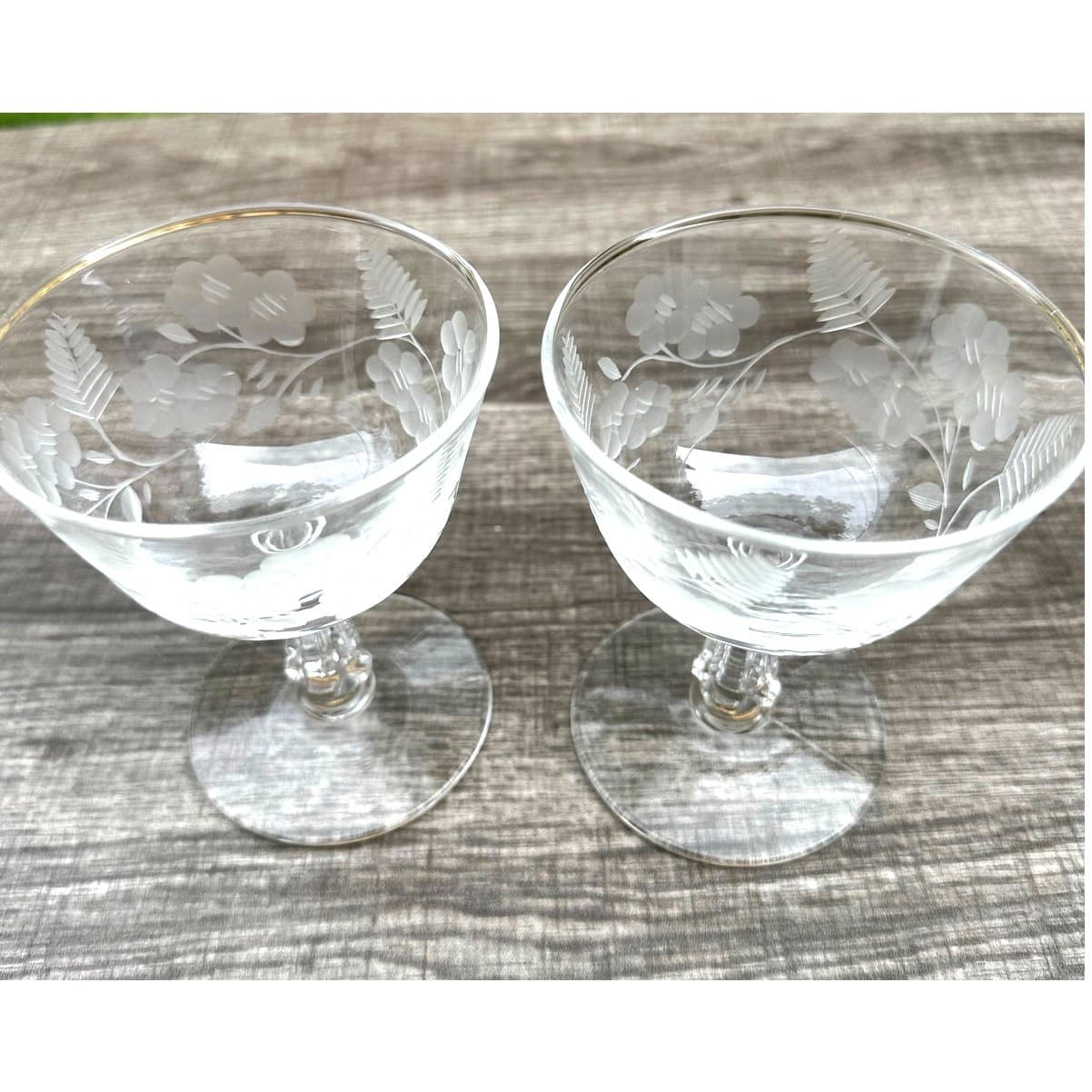 Libbey Crystal Garland Retired Blown Glass Vintage Low Sherbet Champagne-Set 2 - Thumbnail 3