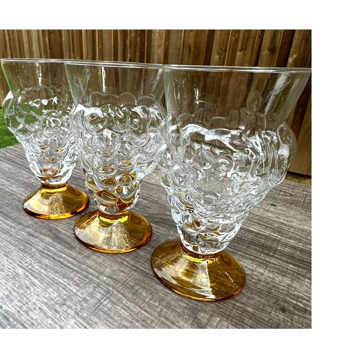 Abigail's Portugal Rare Blown Amber Base Grape Iced Tea Footed Goblets-Set of 3 - Thumbnail 5