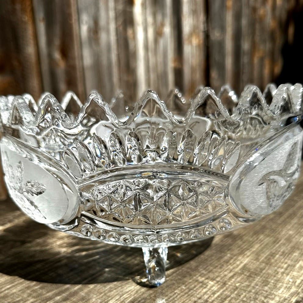Flora Collection-Crystal Clear Industries Yugoslavia Vintage Footed Accent Bowl - Thumbnail 3