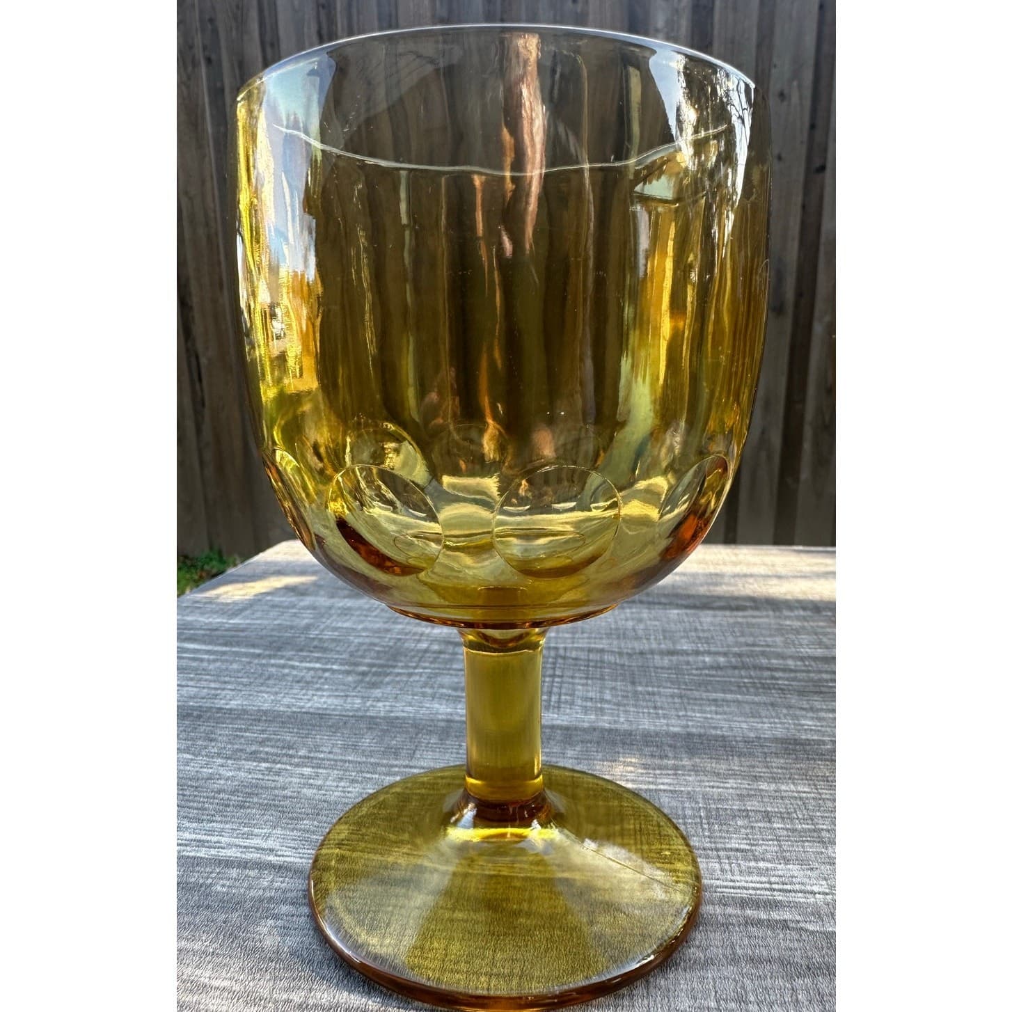Bartlet Collins Vintage Amber Thumbprint 6" Goblets/Schooners-Excellent-Set of 4 - Thumbnail 4