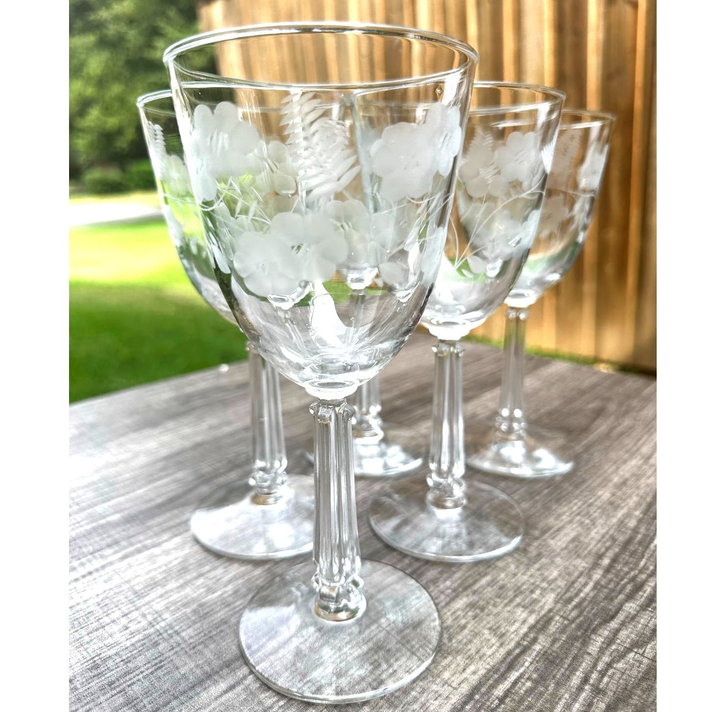 Libbey Crystal Garland Retired Blown Glass Vintage Water Goblets-Set of 5 - Thumbnail 3