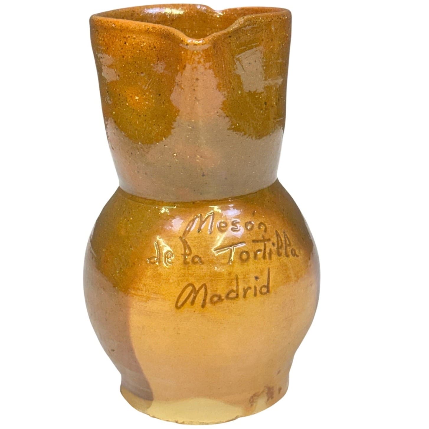 Madrid Spain Handcrafted Terra Cotta Vintage Pottery Souvenir Pitcher/Jug - Thumbnail 2