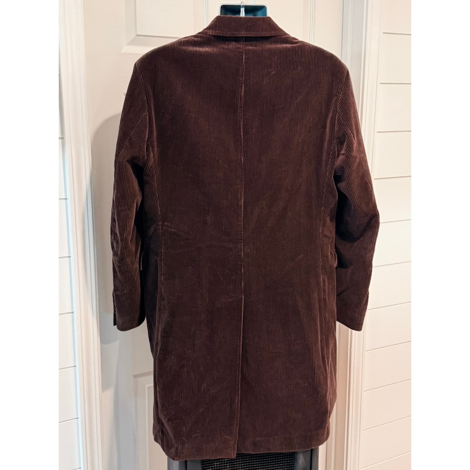 Vintage Massimo Dutti Brown Corduroy Car Coat Topcoat Mens 42 EU52 Cotton Jacket - Thumbnail 2