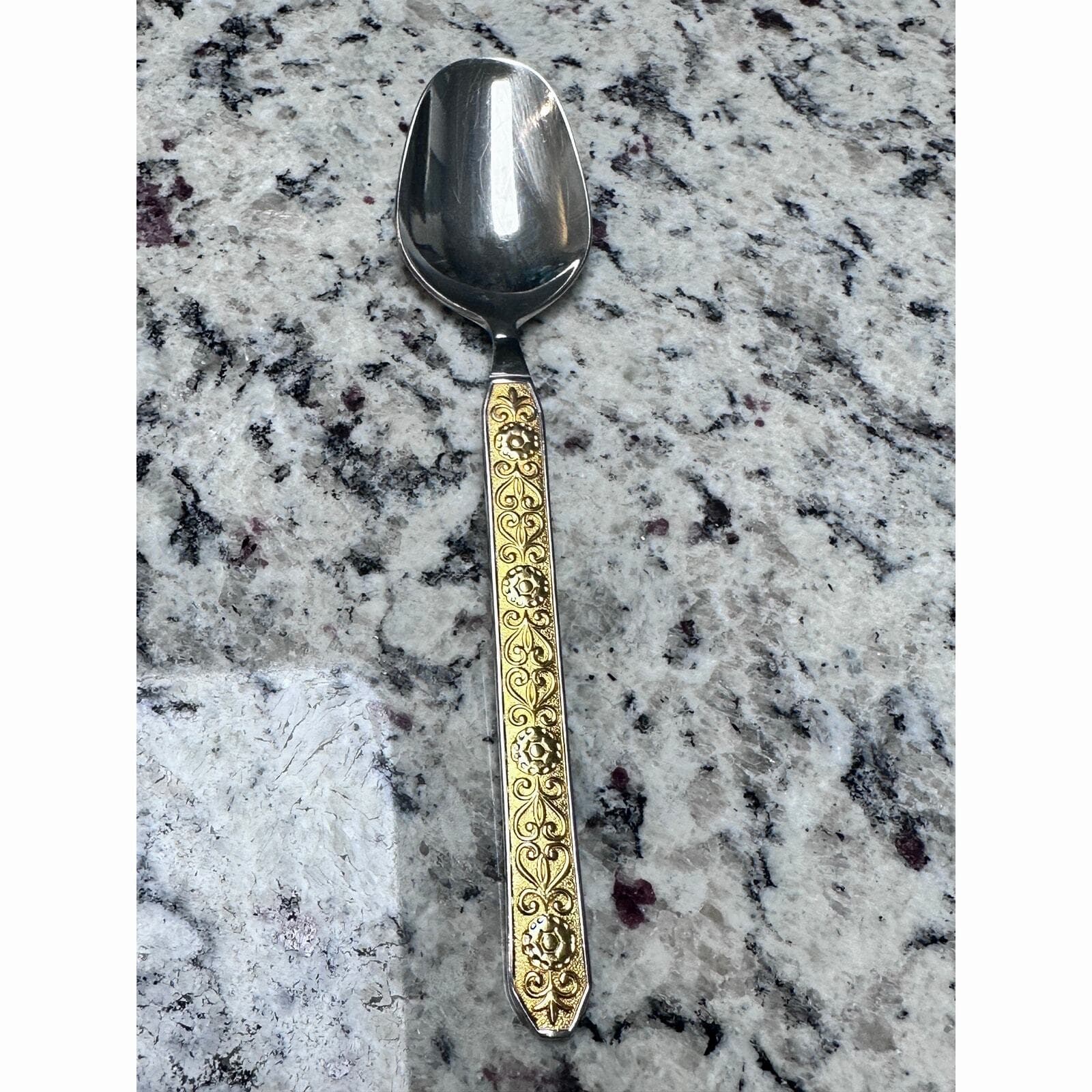 Noritake Gold Esperanza Soup Spoons Japan-Vintage Retired-RARE-Set of 5 - Thumbnail 3