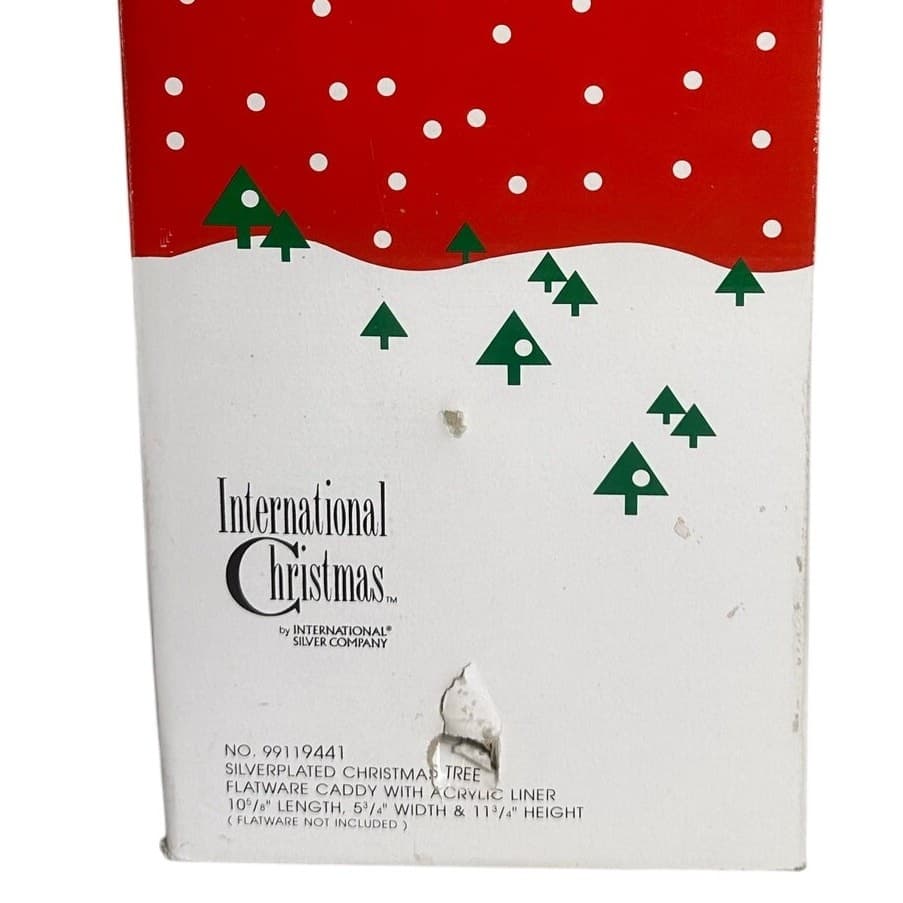 International Christmas 1996 Silverplate Flatware Holder Christmas Tree Shape - Thumbnail 5