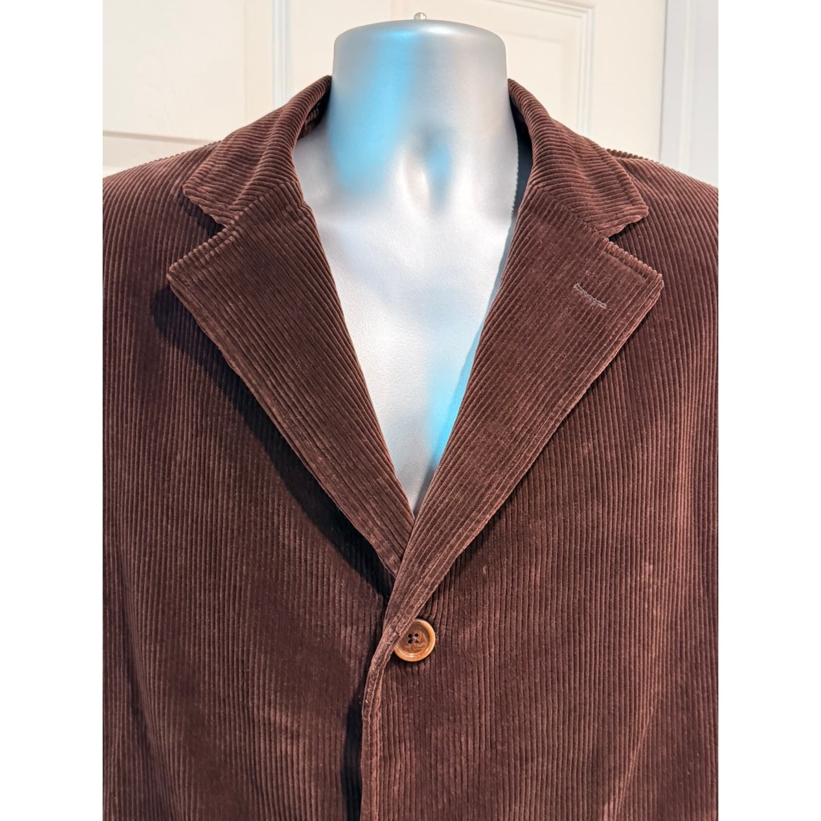 Vintage Massimo Dutti Brown Corduroy Car Coat Topcoat Mens 42 EU52 Cotton Jacket - Thumbnail 4