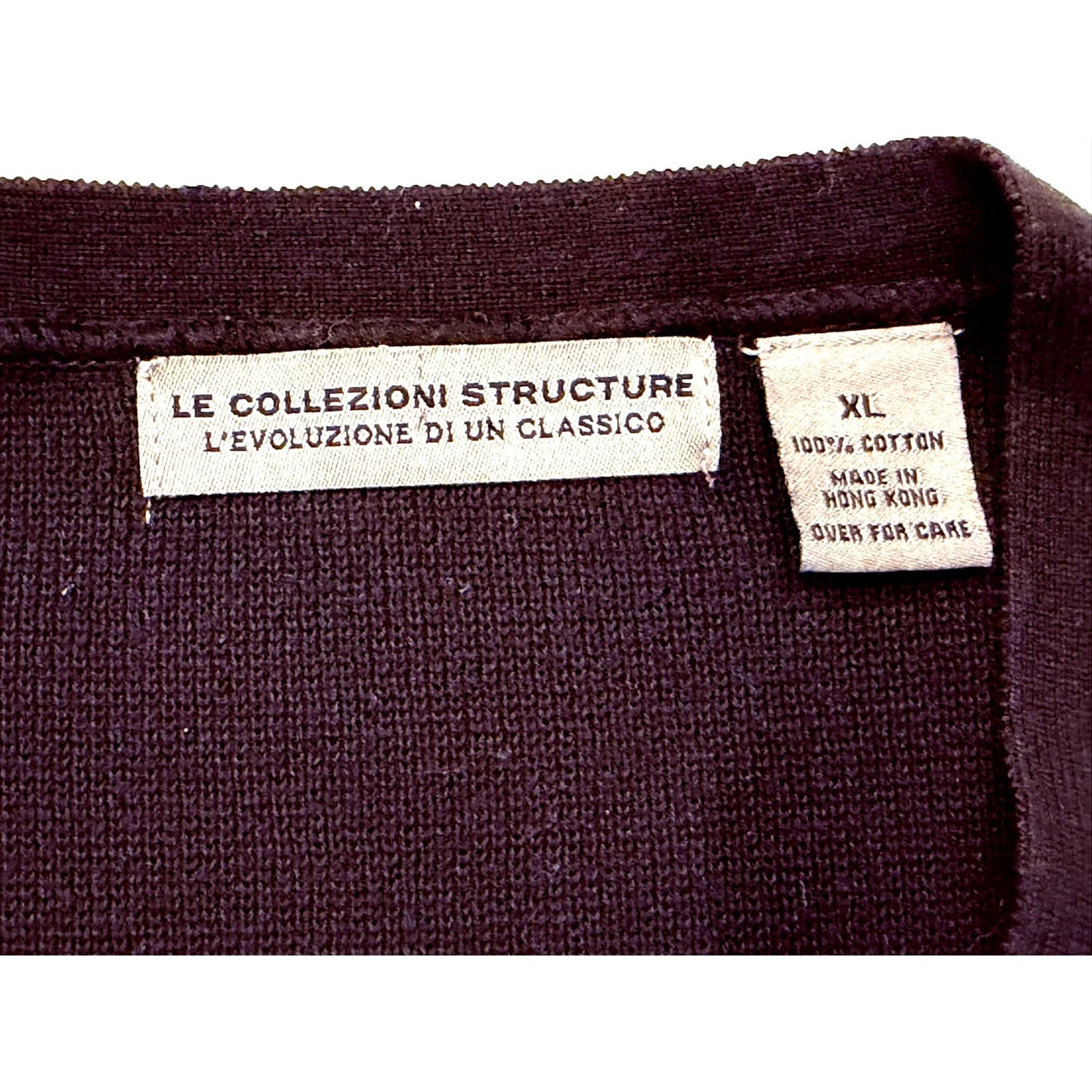 Vintage Structure Le Collezioni Men's XL Black 100% Cotton Button Sweater Vest - Thumbnail 4