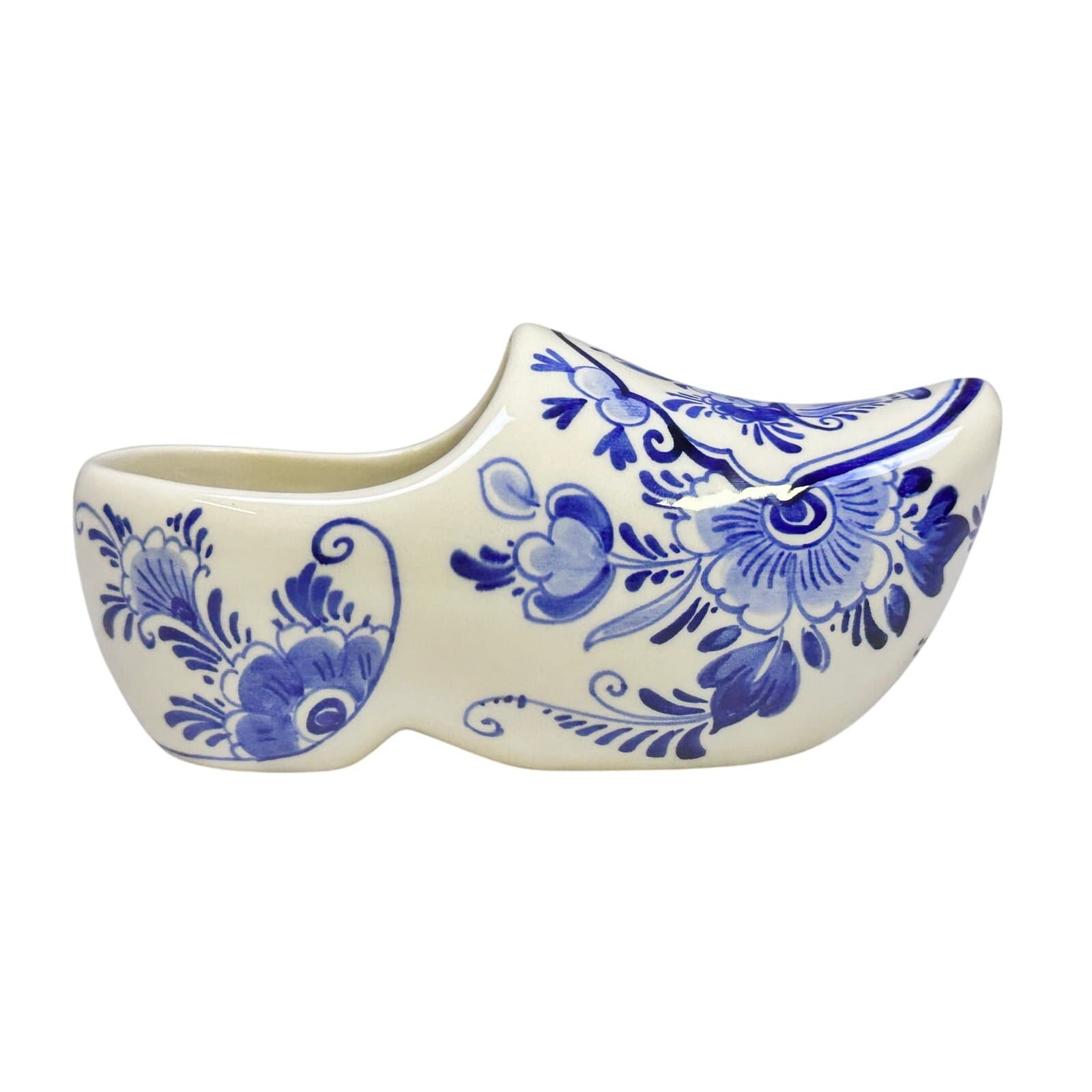 Delft Holland Handpainted Blue White Floral Dutch Vintage Ceramic Clog - Thumbnail 3