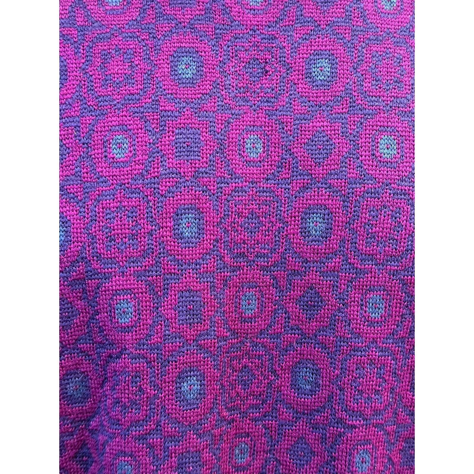 Vintage Neiman Marcus 100% Virgin Wool Sweater Mens XL Purple Geometric Uruguay - Thumbnail 2
