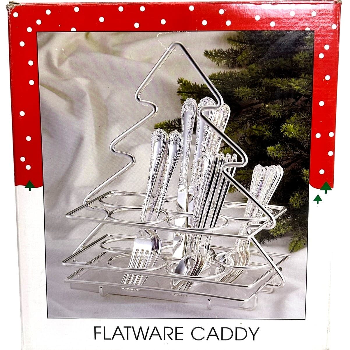 International Christmas 1996 Silverplate Flatware Holder Christmas Tree Shape