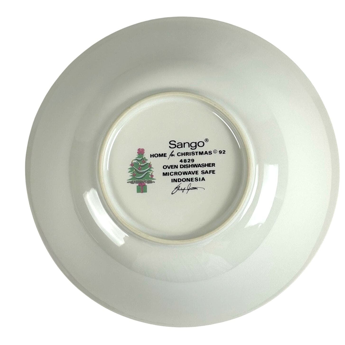 Sango Home for Christmas 1992 Indonesia Black Mark #4829 Serving Bowl-9.25" - Thumbnail 8