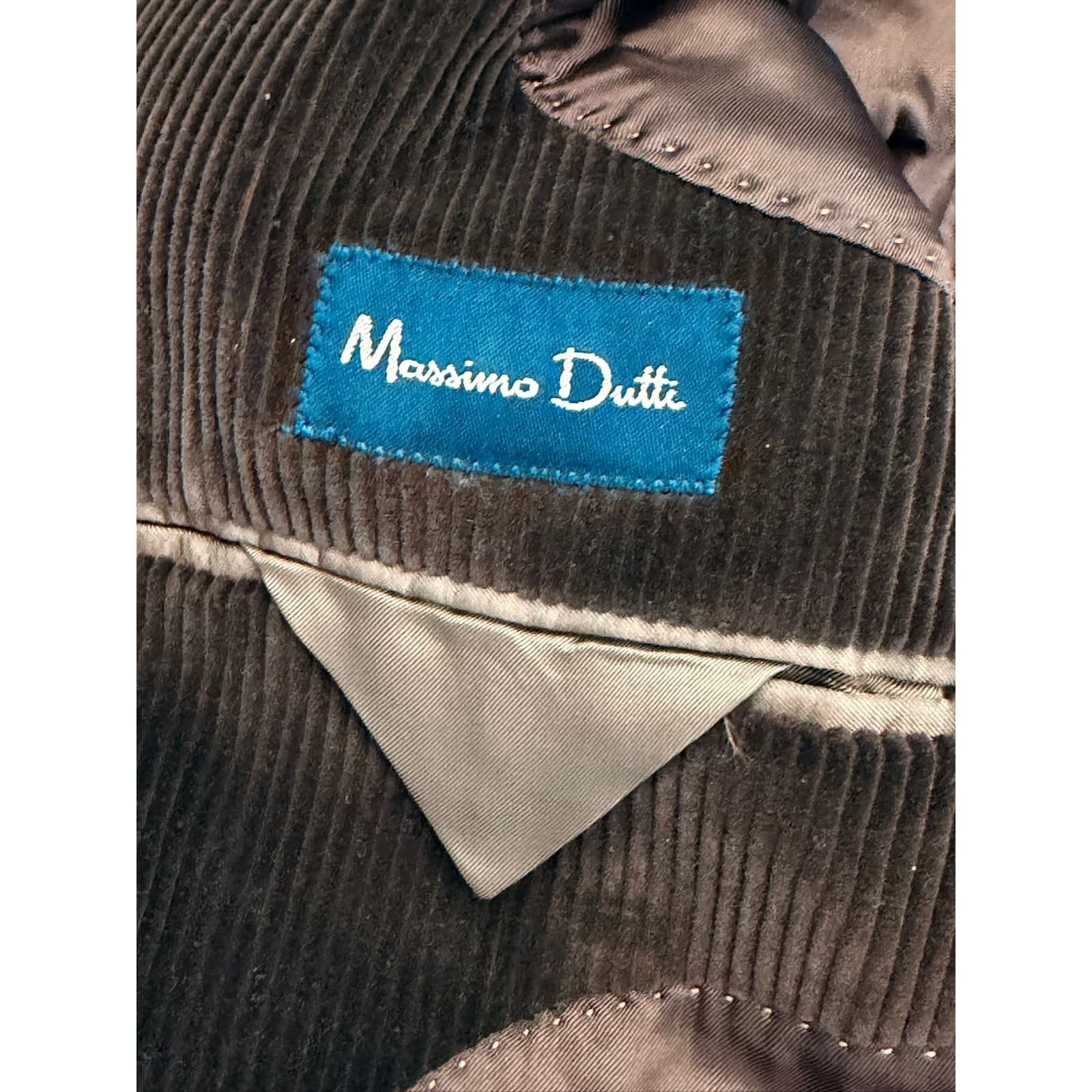 Vintage Massimo Dutti Brown Corduroy Car Coat Topcoat Mens 42 EU52 Cotton Jacket - Thumbnail 3
