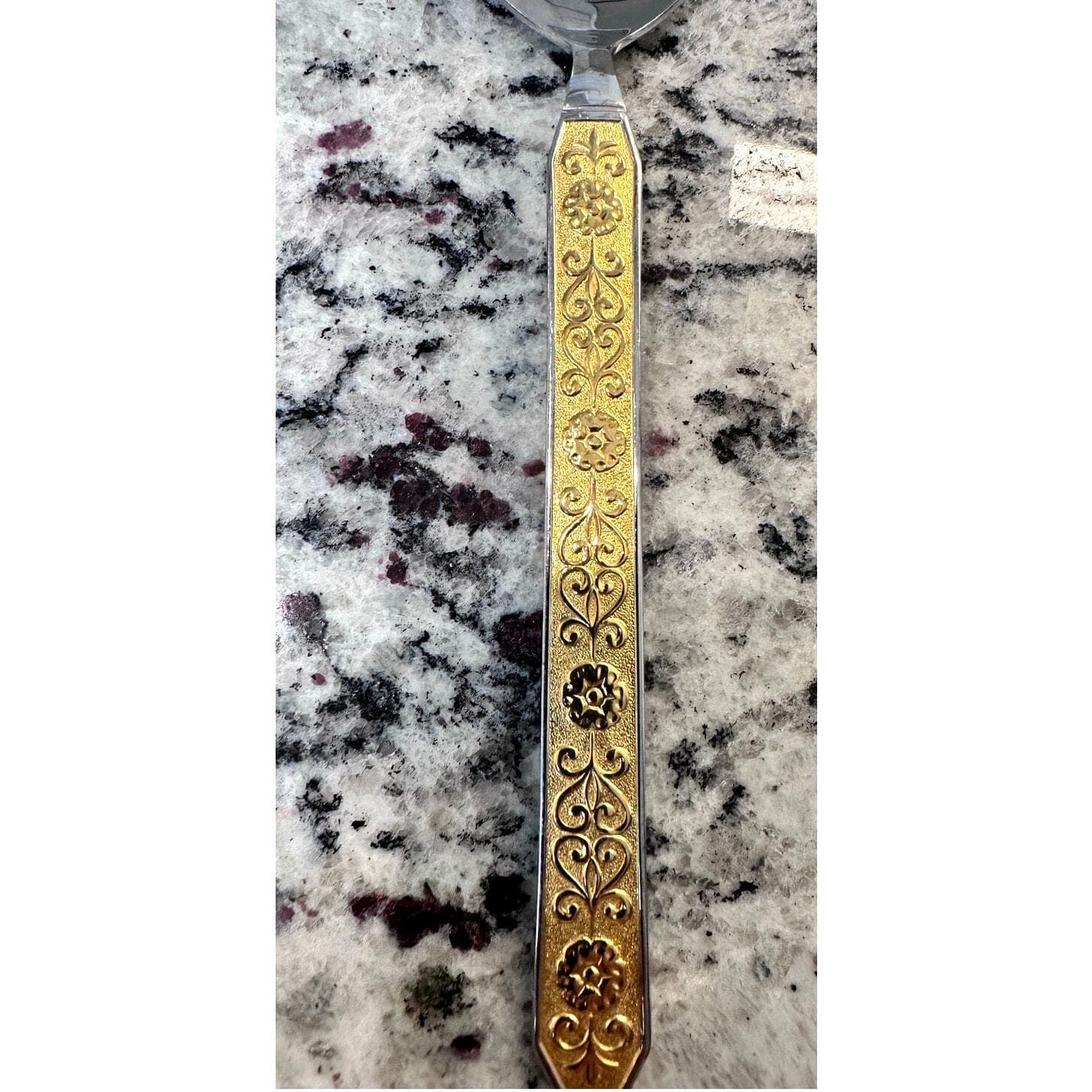 Noritake Gold Esperanza Stainless-Vintage Japan-Retired-Very Rare-Serving Spoon - Thumbnail 2