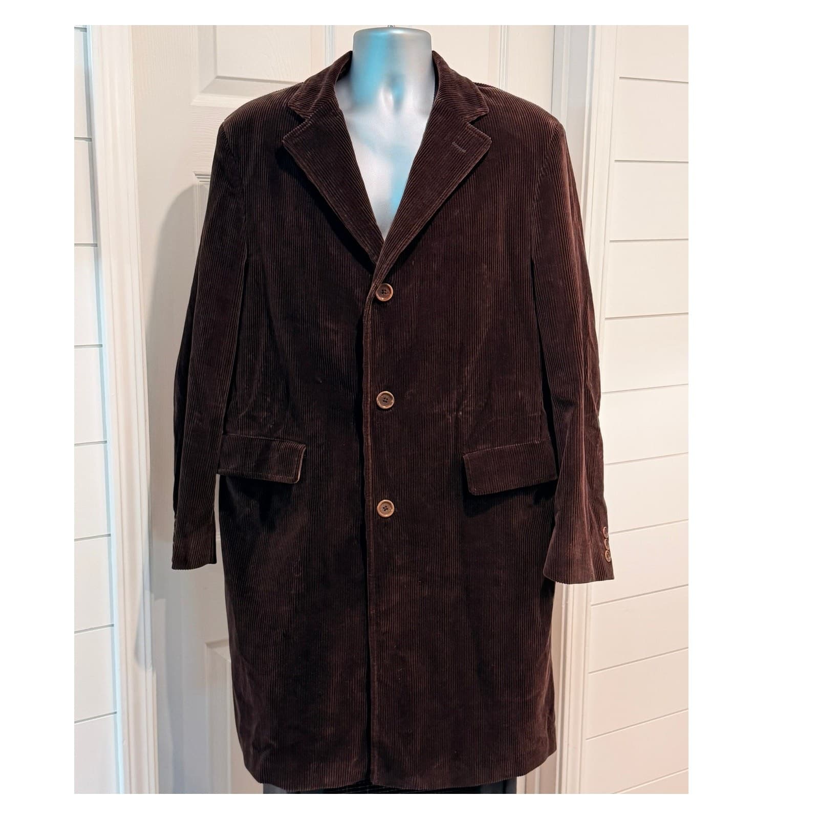 Vintage Massimo Dutti Brown Corduroy Car Coat Topcoat Mens 42 EU52 Cotton Jacket