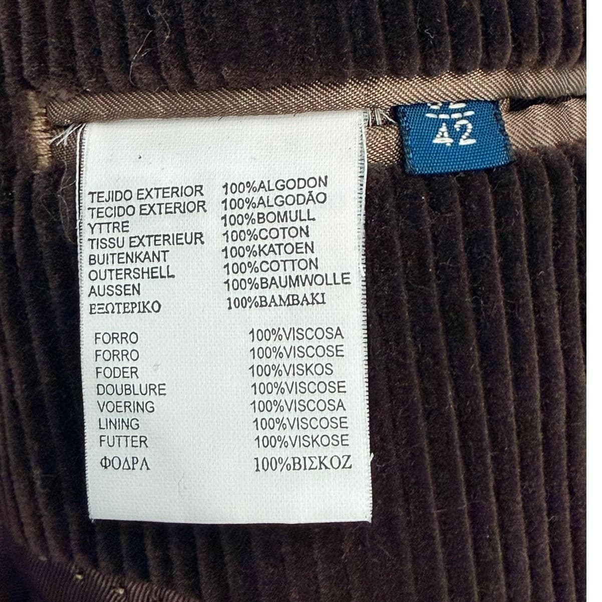 Vintage Massimo Dutti Brown Corduroy Car Coat Topcoat Mens 42 EU52 Cotton Jacket - Thumbnail 5