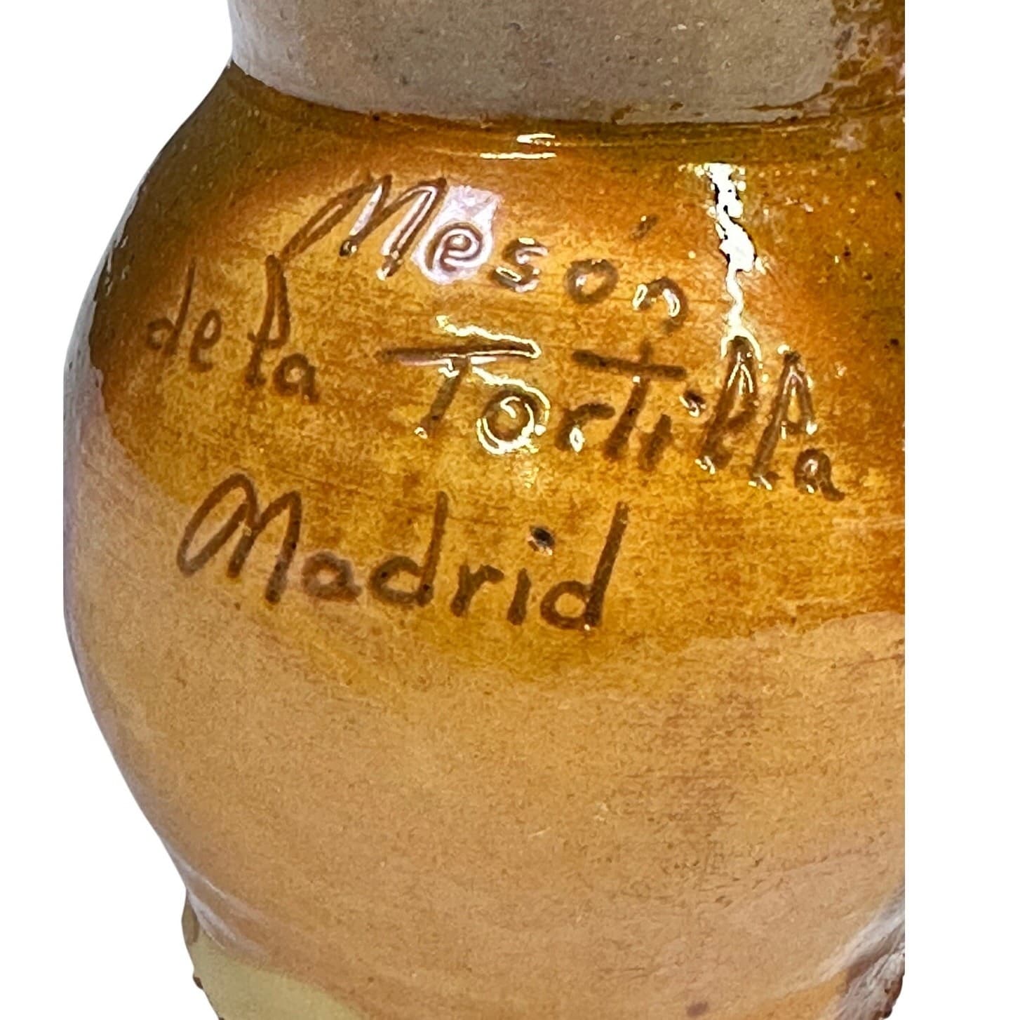 Madrid Spain Handcrafted Terra Cotta Vintage Pottery Souvenir Pitcher/Jug - Thumbnail 4