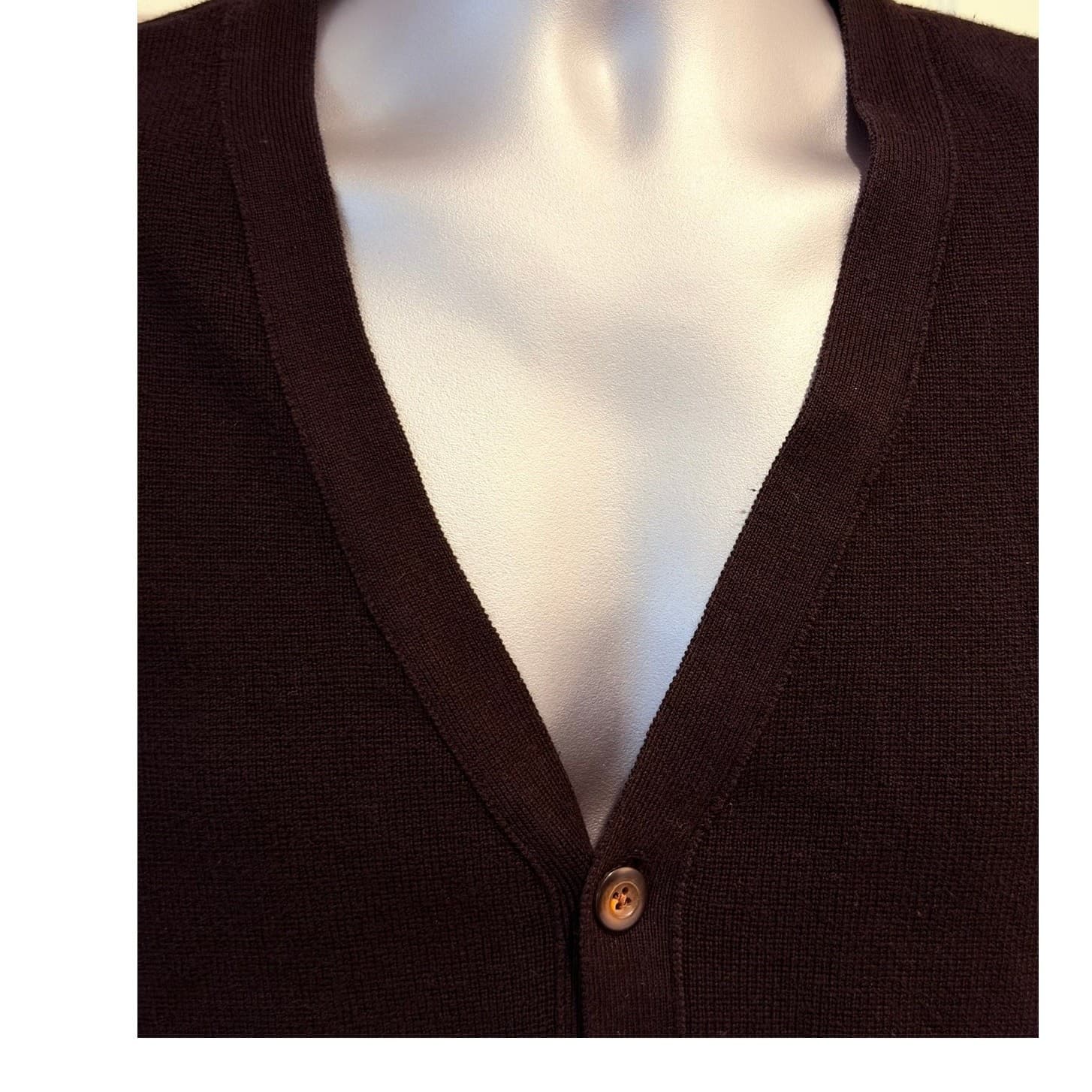 Vintage Structure Le Collezioni Men's XL Black 100% Cotton Button Sweater Vest - Thumbnail 2
