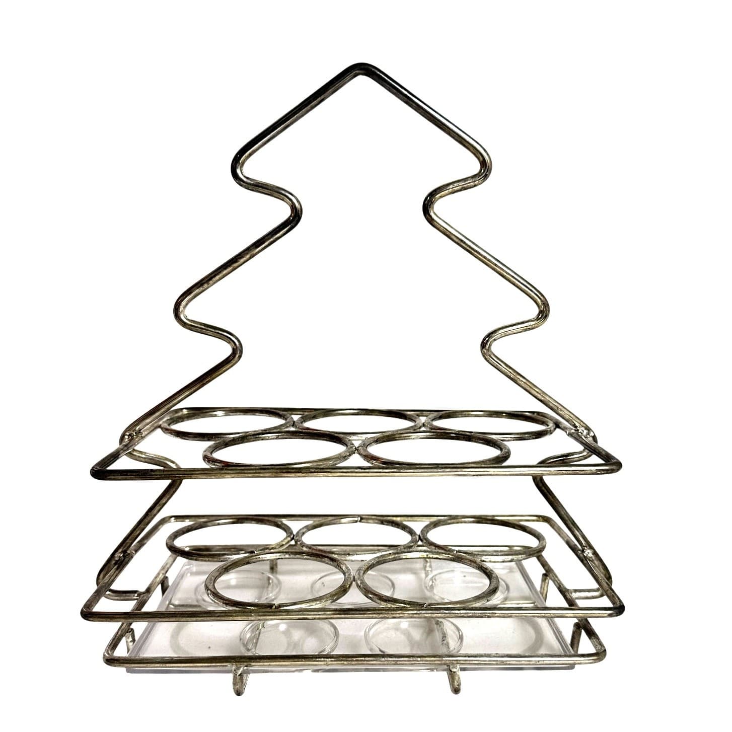 International Christmas 1996 Silverplate Flatware Holder Christmas Tree Shape - Thumbnail 2