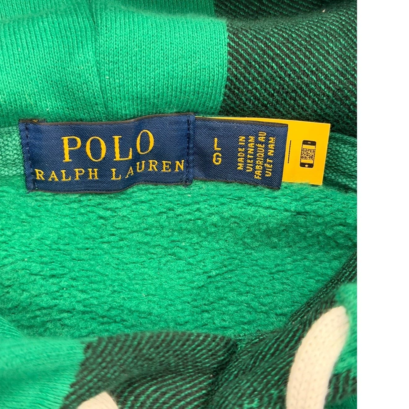 Polo Ralph Lauren Ski Bear Buffalo Plaid Hoodie Green Black Men's L Fleece - Thumbnail 5