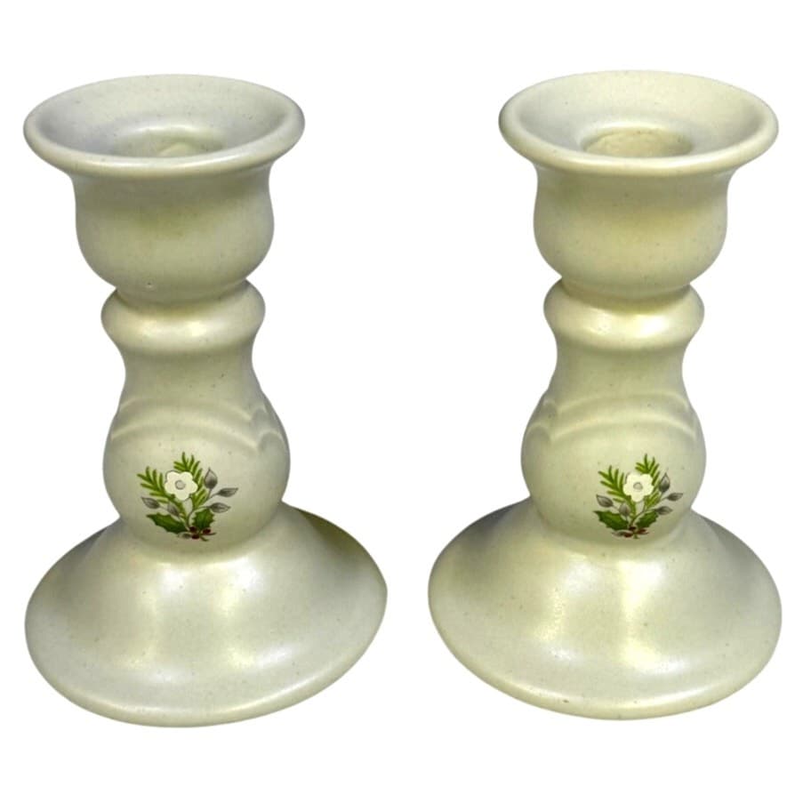 Pfaltzgraff Retired 1984-1993 'Christmas Heirloom' 5" Candlesticks-Set of 2 - Thumbnail 3