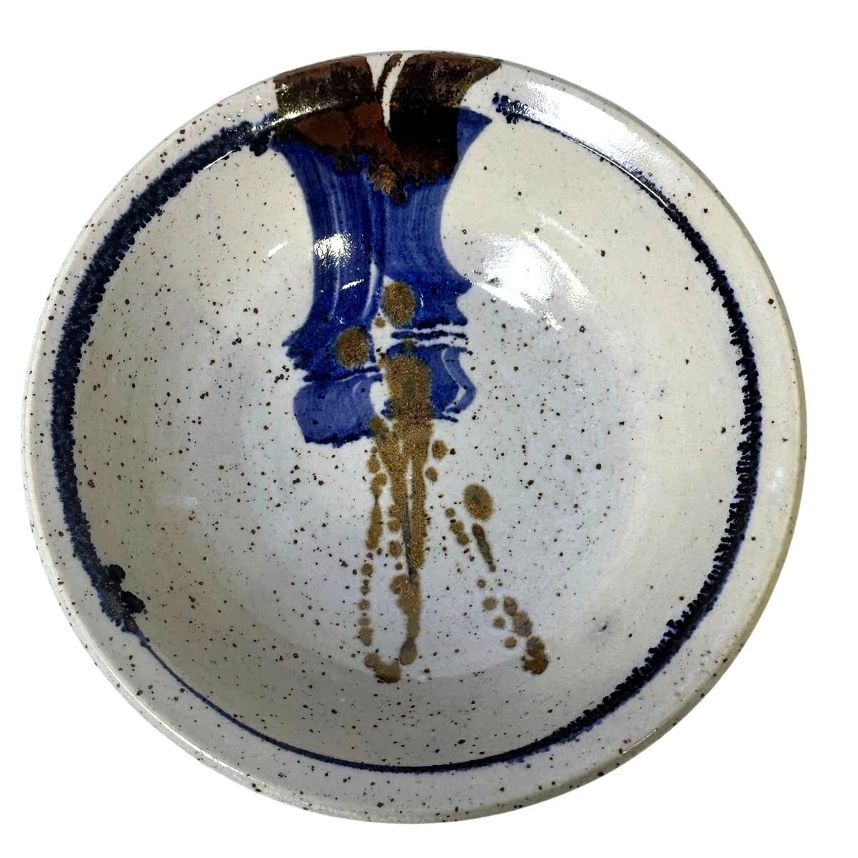 Studio Pottery Artist Mike Grafa Signed Rustic Blue Brown Stunning Serving Bowl - Thumbnail 3