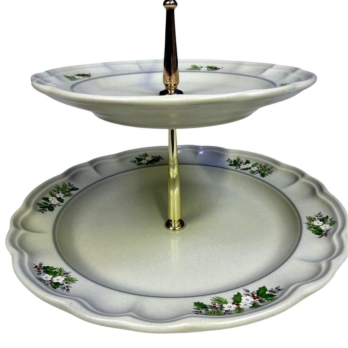 Pfaltzgraff Retired 1984-1993 'Christmas Heirloom' Two Tiered Serving Tray - Thumbnail 4