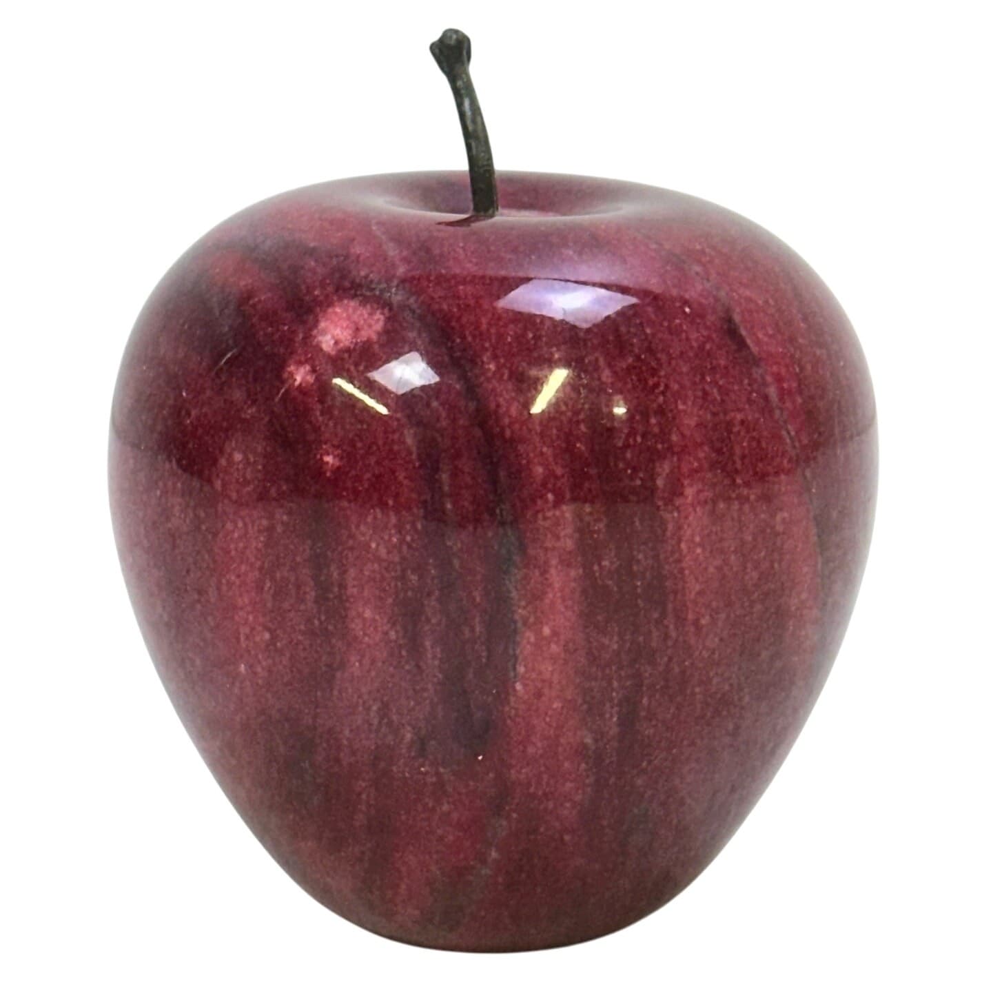 Red Apple Heavy Marble Stone 3" Paperweight - Thumbnail 2