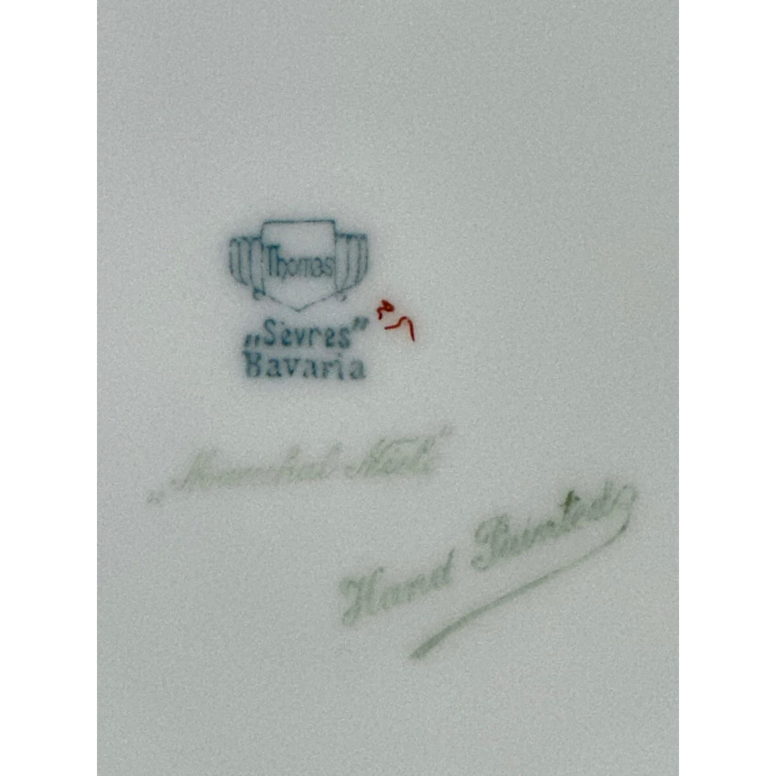 Thomas Sevres Bavaria 'Marechal Neil Rose' Hand Painted Signed 8.5" Plate - Thumbnail 6