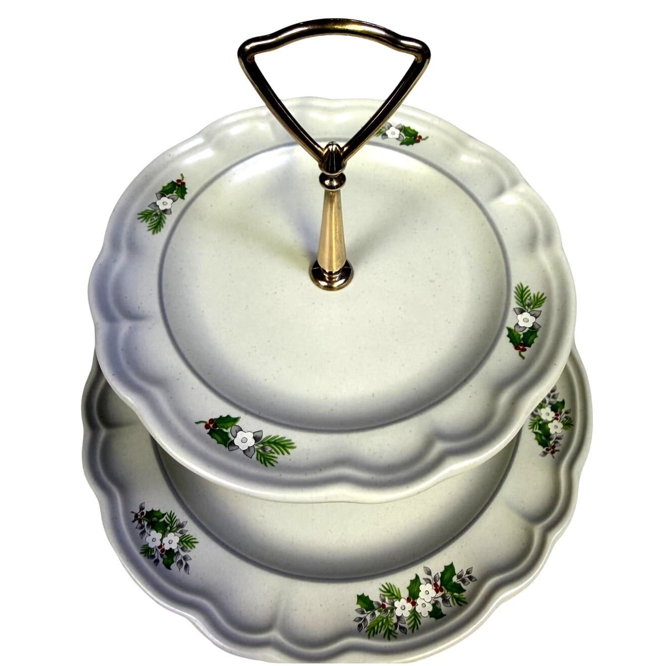 Pfaltzgraff Retired 1984-1993 'Christmas Heirloom' Two Tiered Serving Tray - Thumbnail 2