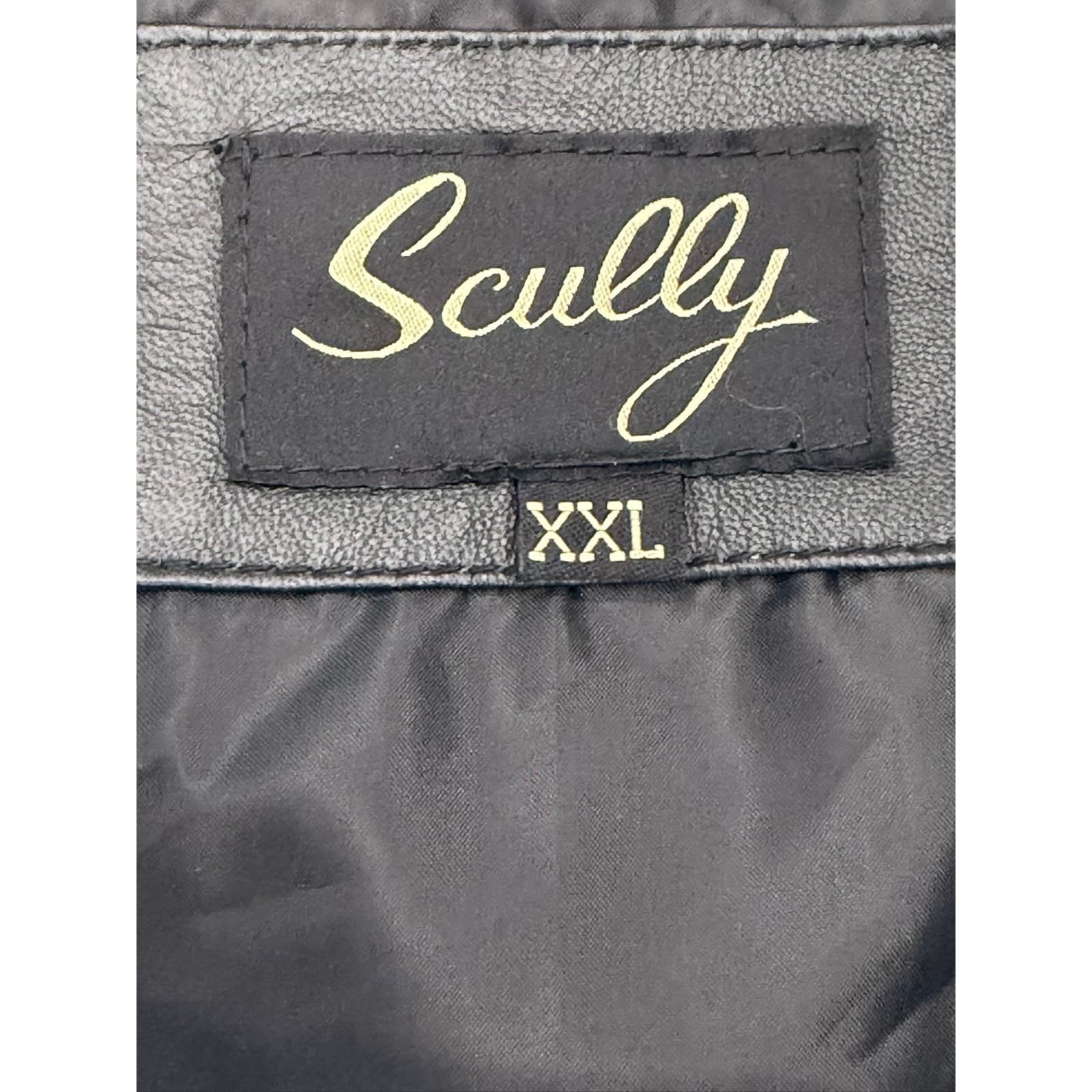 Scully Men's XXL Black Genuine Leather Western Vest Star Buttons Cowboy Biker - Thumbnail 5