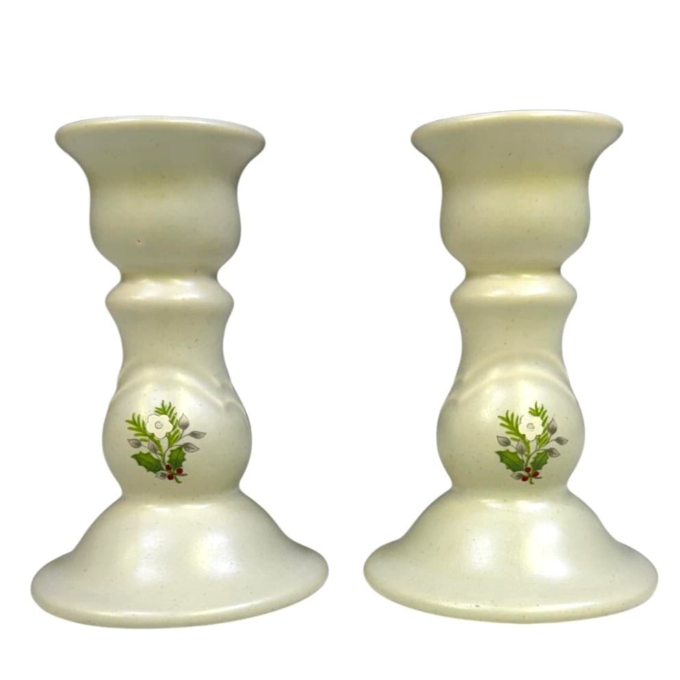 Pfaltzgraff Retired 1984-1993 'Christmas Heirloom' 5" Candlesticks-Set of 2 - Thumbnail 2