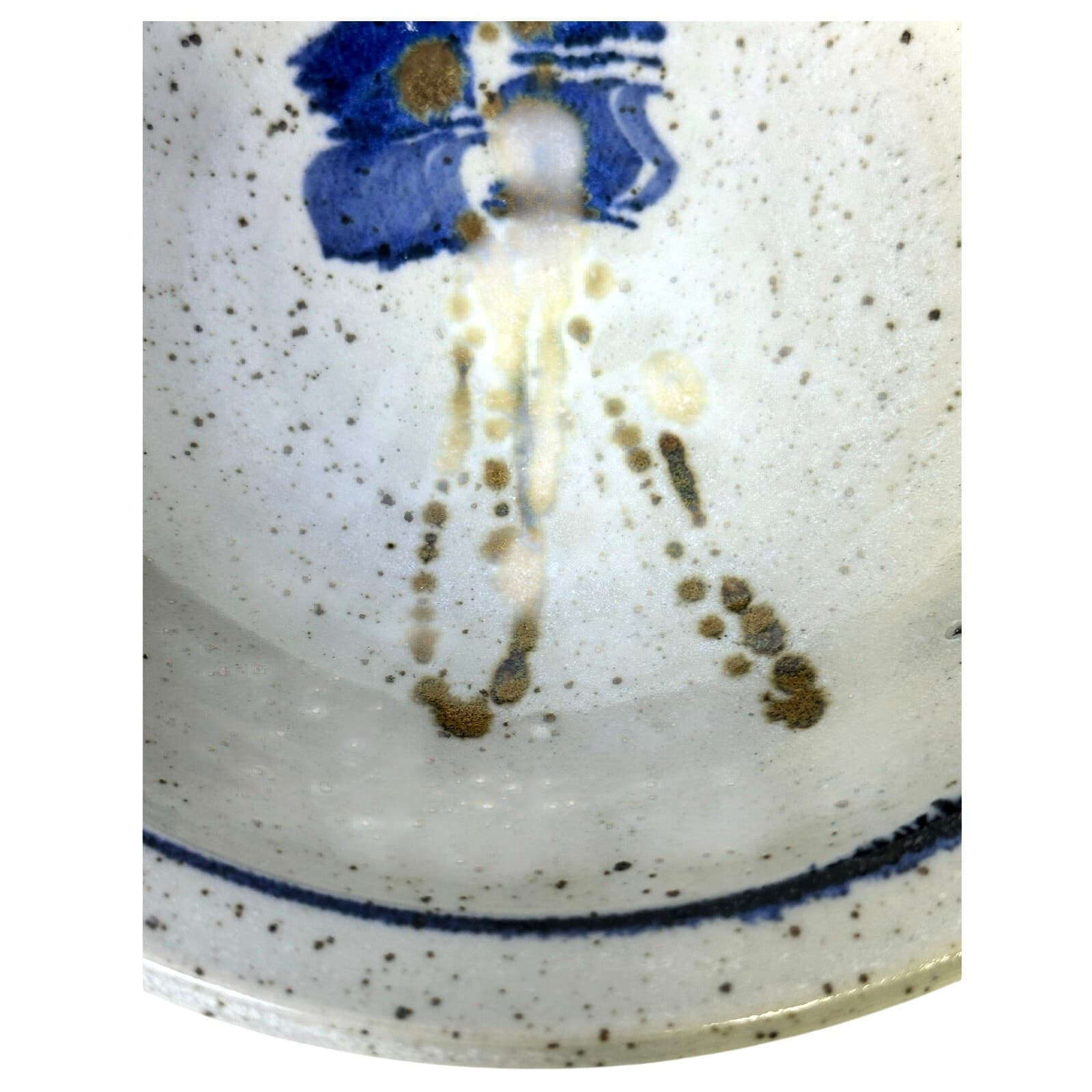 Studio Pottery Artist Mike Grafa Signed Rustic Blue Brown Stunning Serving Bowl - Thumbnail 5