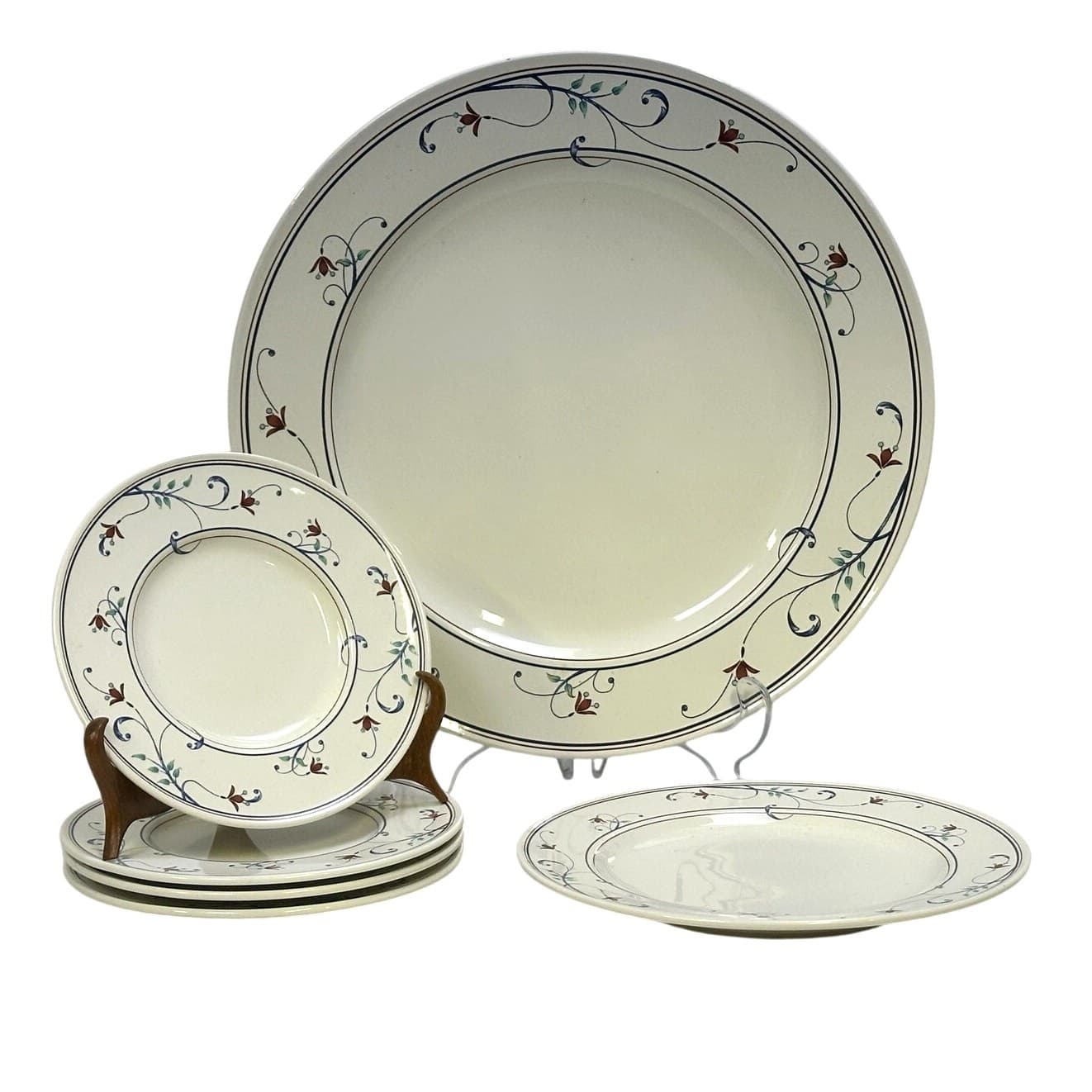 Mikasa Intaglio Annette 1987-2000 Six Pieces-Chop Plate [1] Salad [1] Bread [4]