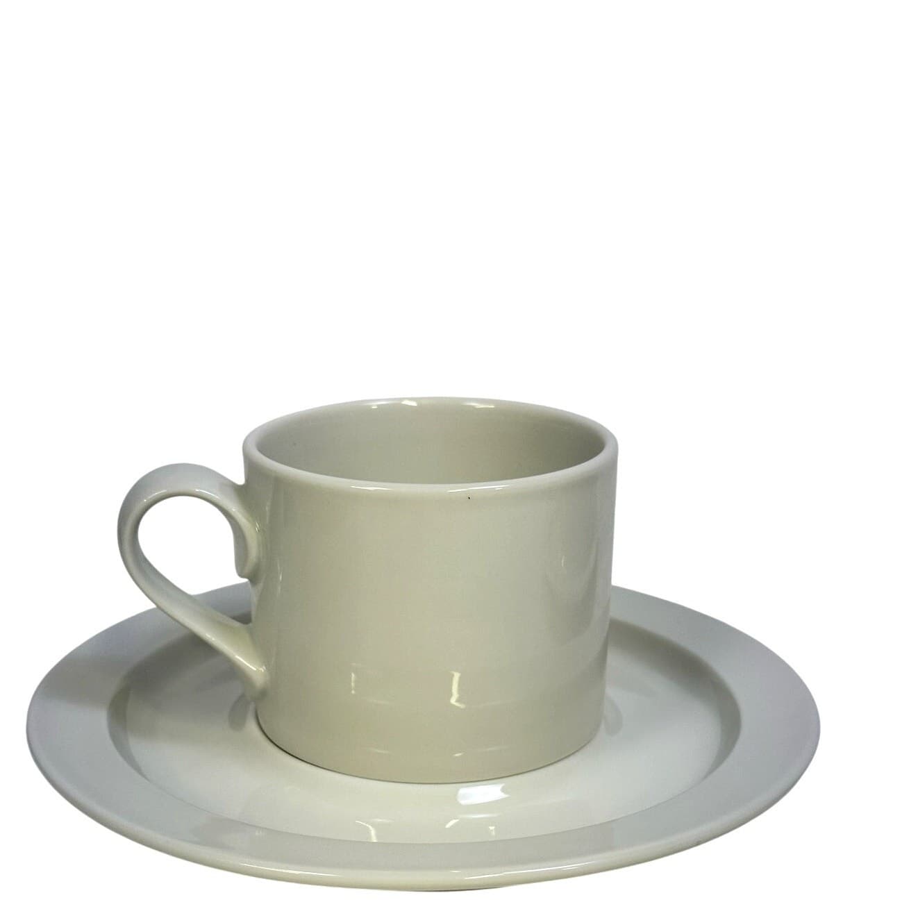 Dansk Bistro Bisserup White 1981-2002 Retired Japan 8" Flat Cup/Saucer-Set of 2 - Thumbnail 2