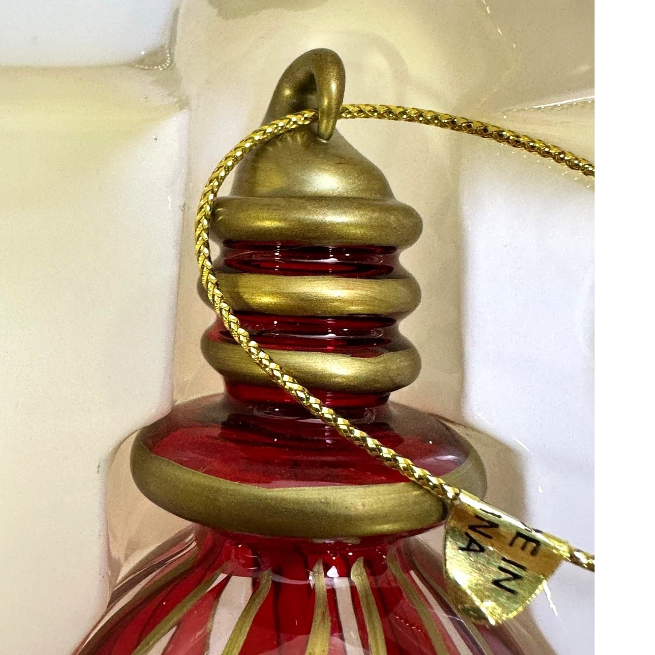 Dillard's Tree Trimming Hand Blown Glass Red Swirl Christmas Ornaments-Set of 3 - Thumbnail 3