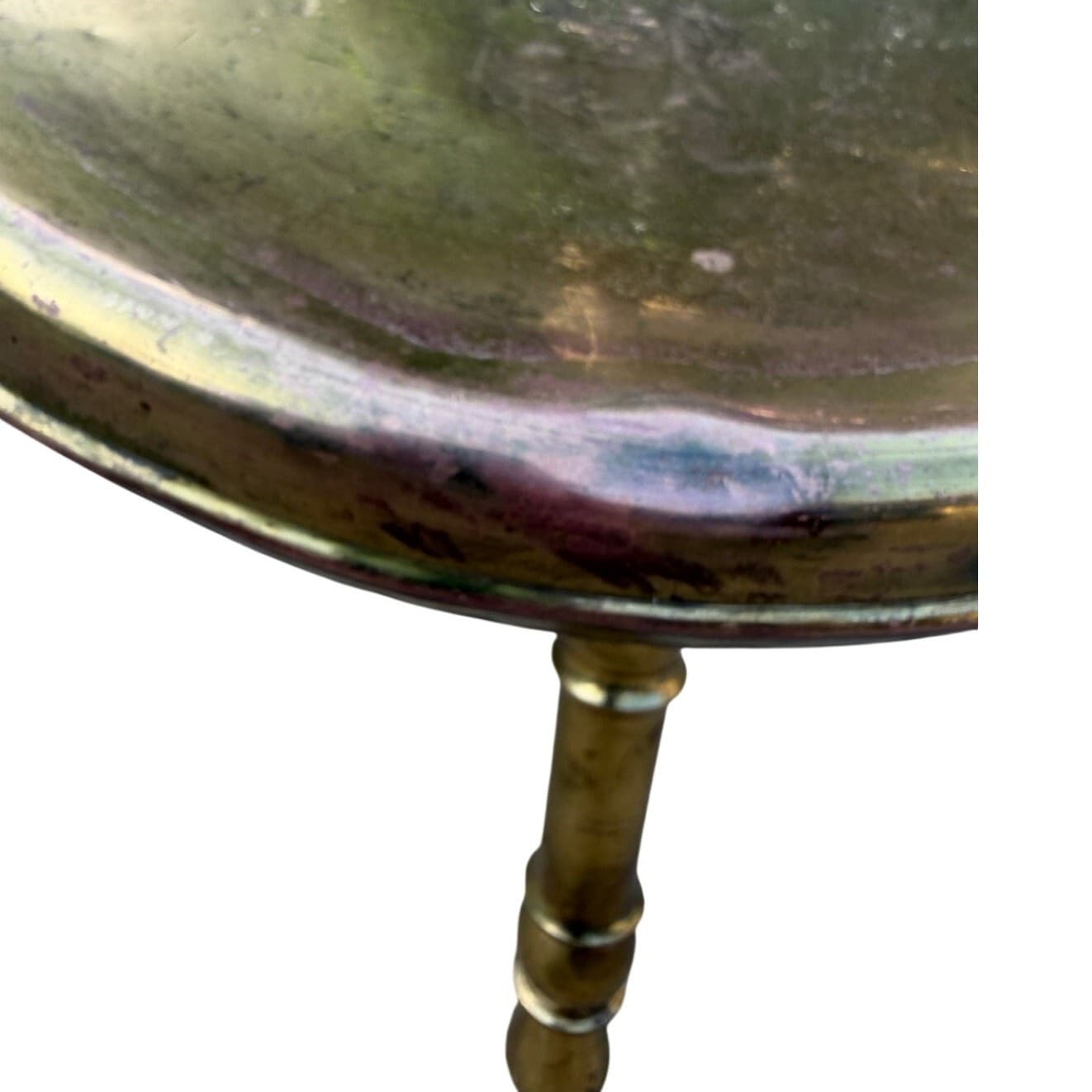 Turkish Moroccan Brass Foot Warmer Brazier 3-Leg 1960s Pierced Stool/Plant Stand - Thumbnail 9