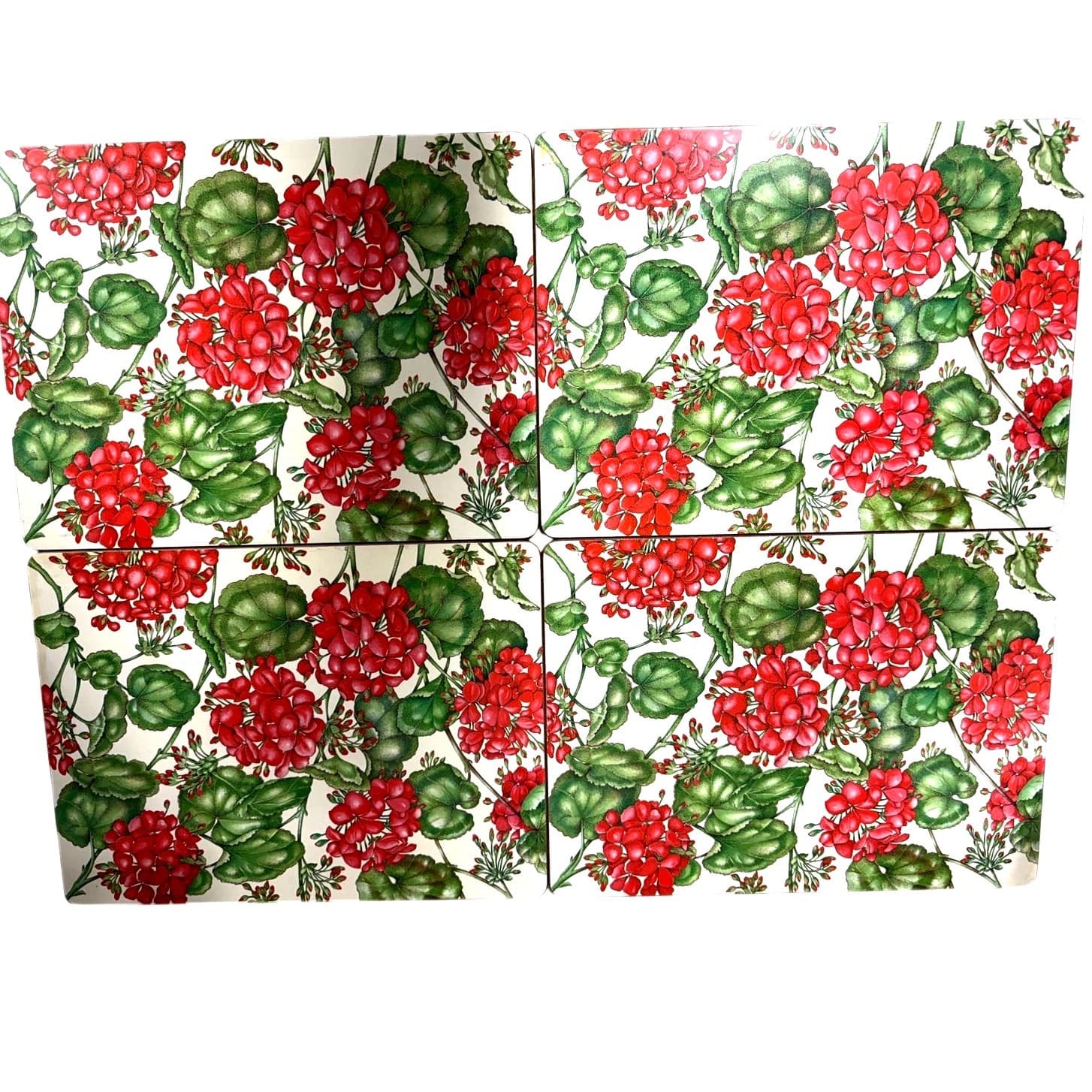 Pimpernel England Cork Back Geraniums (4) 15.75x11.75 Placemats & (4) Coasters - Thumbnail 4