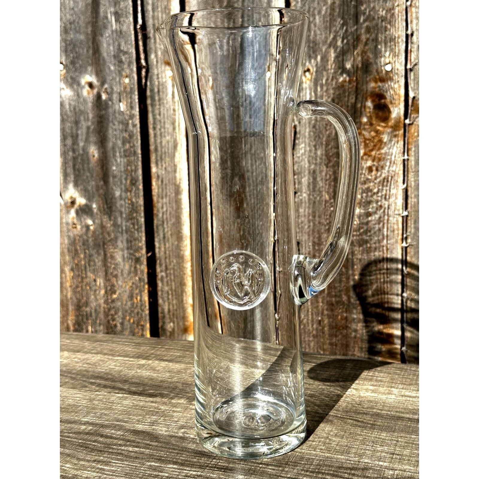 Modern 12" Art Glass Martini Pitcher Embellished with American Eagle Medallion - Thumbnail 3