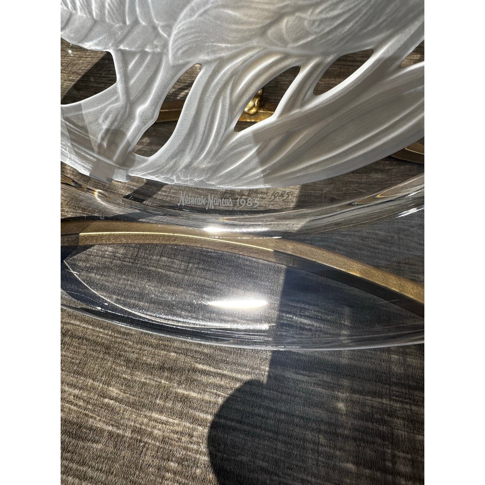 Lalique Neiman Marcus 1985 Vintage Crane Design 12.5" Platter-Rare-Exquisite! - Thumbnail 4