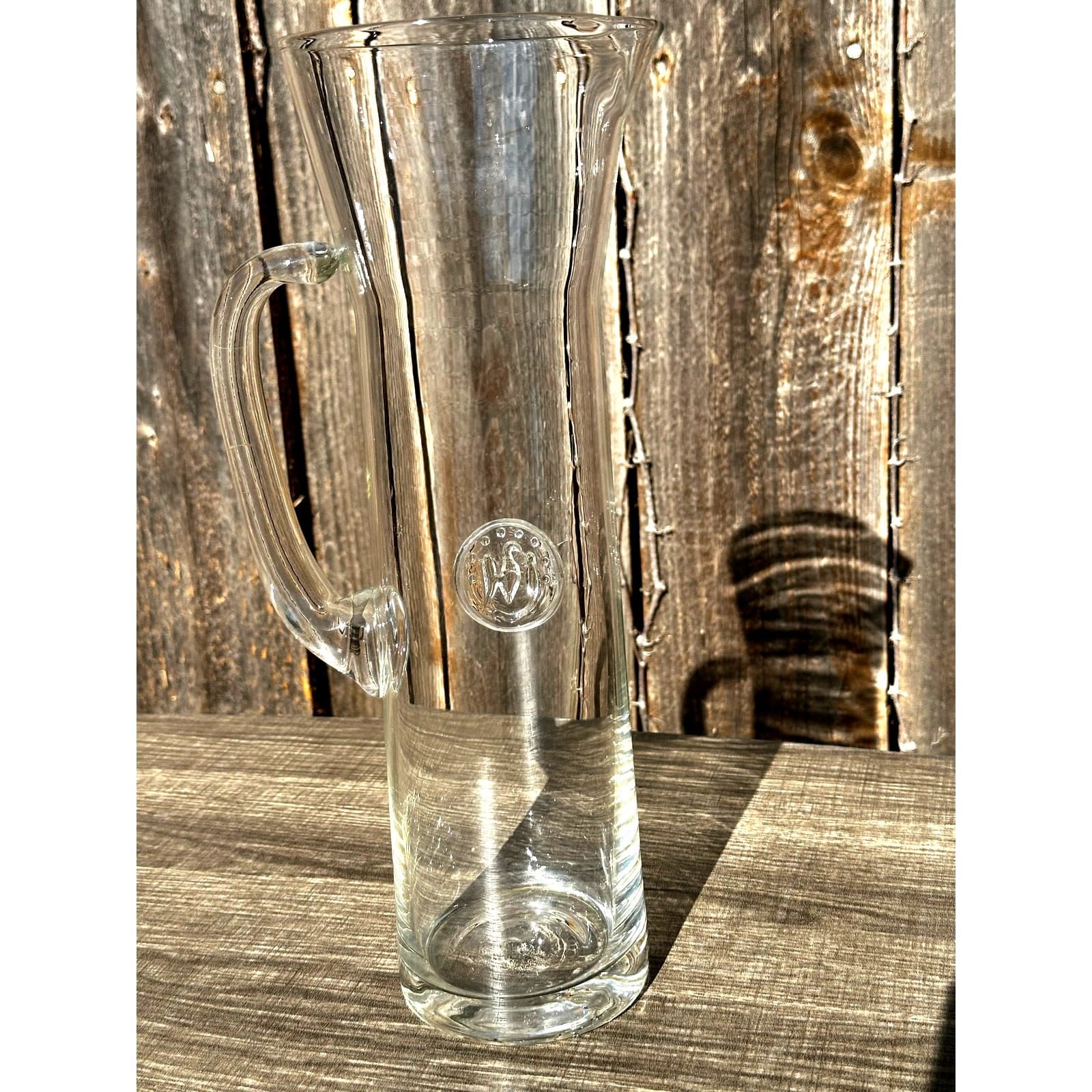 Modern 12" Art Glass Martini Pitcher Embellished with American Eagle Medallion - Thumbnail 6