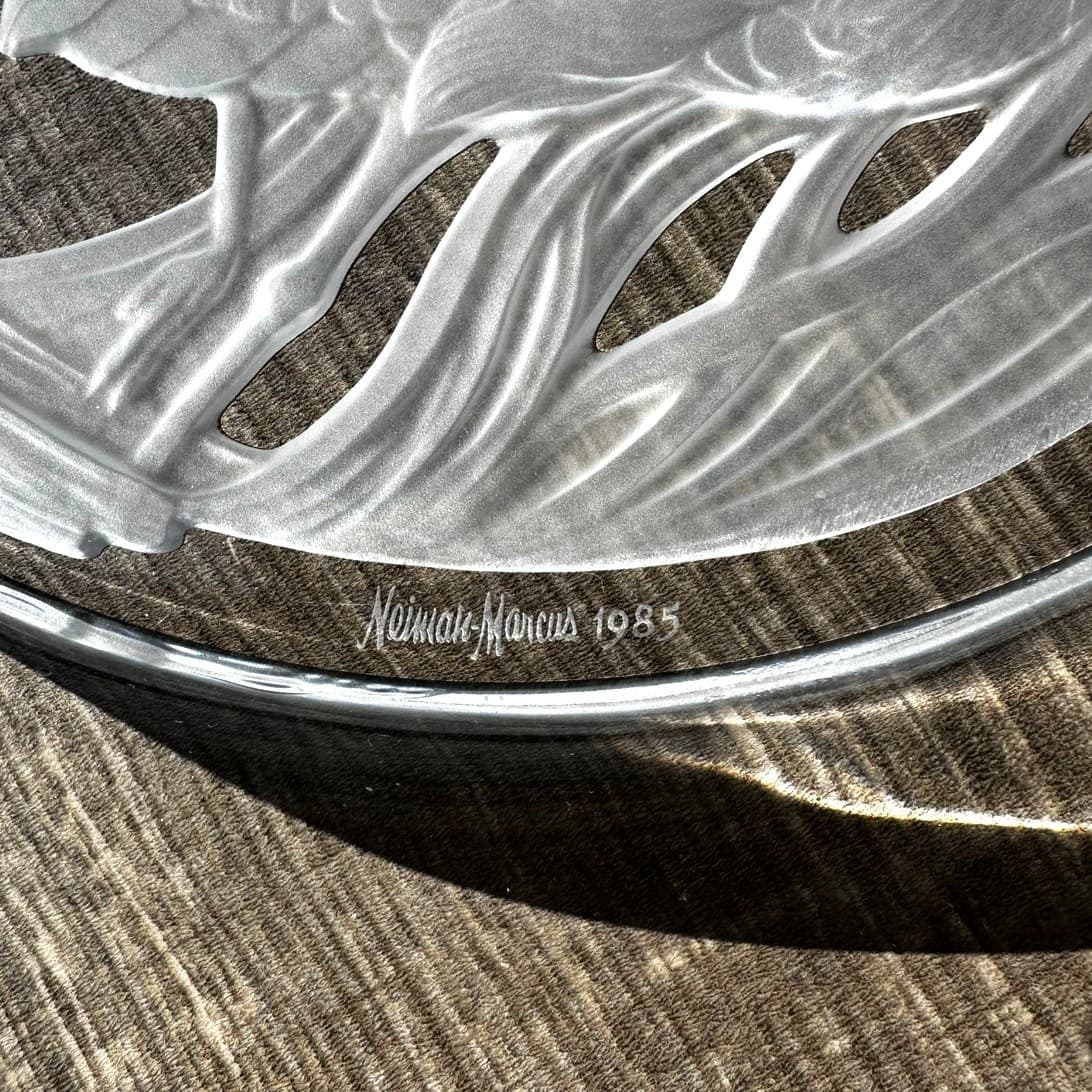Lalique Neiman Marcus 1985 Vintage Crane Design 12.5" Platter-Rare-Exquisite! - Thumbnail 2
