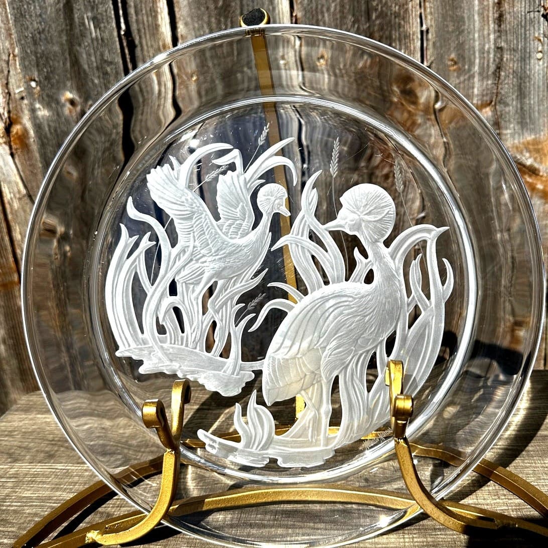 Lalique Neiman Marcus 1985 Vintage Crane Design 12.5" Platter-Rare-Exquisite! - Thumbnail 5