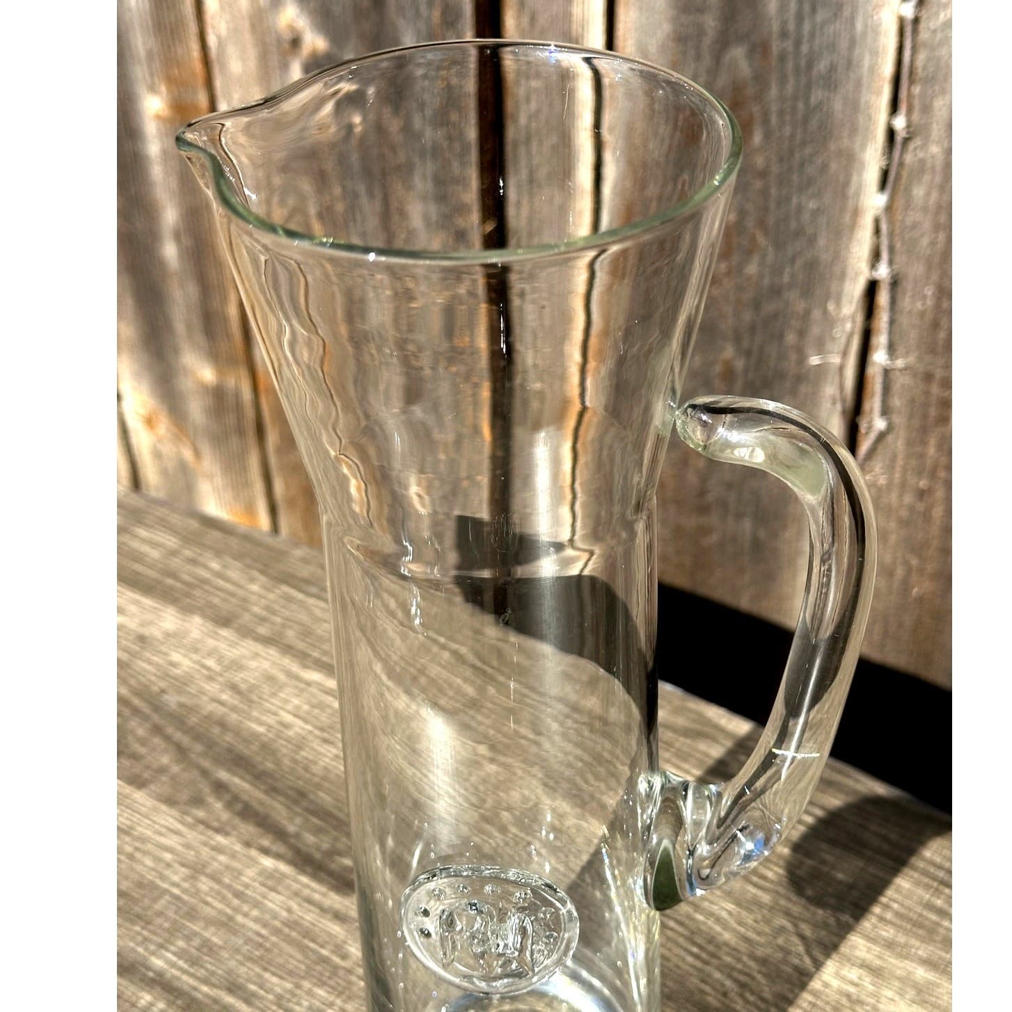 Modern 12" Art Glass Martini Pitcher Embellished with American Eagle Medallion - Thumbnail 4