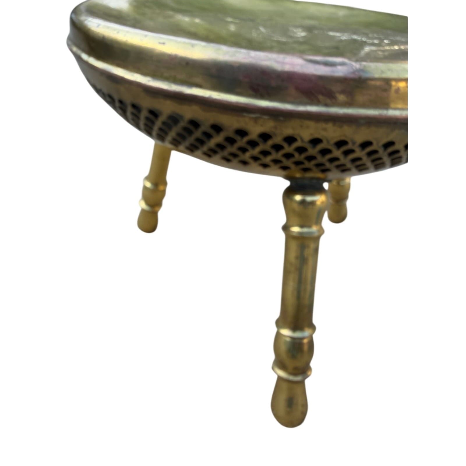 Turkish Moroccan Brass Foot Warmer Brazier 3-Leg 1960s Pierced Stool/Plant Stand - Thumbnail 13