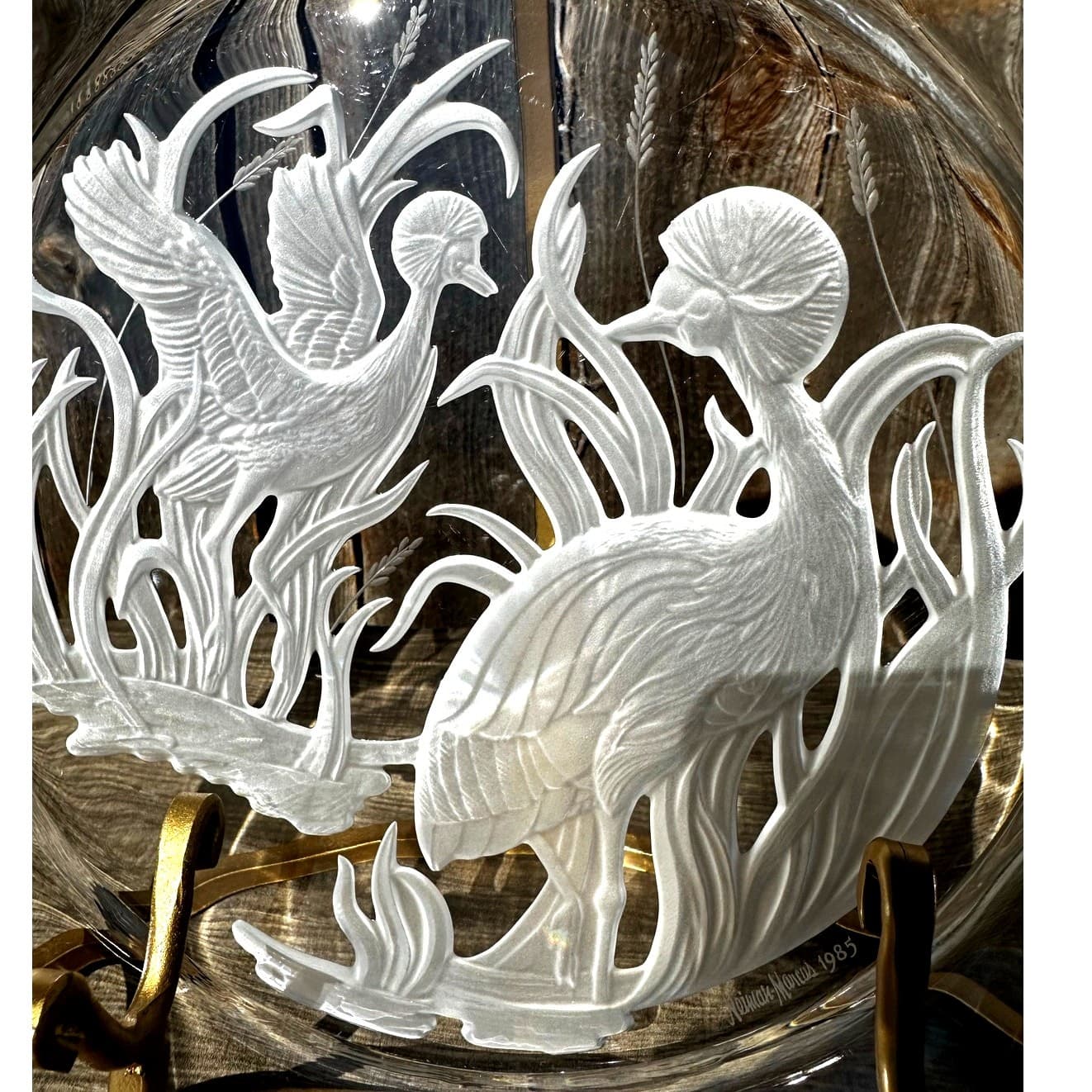 Lalique Neiman Marcus 1985 Vintage Crane Design 12.5" Platter-Rare-Exquisite! - Thumbnail 6