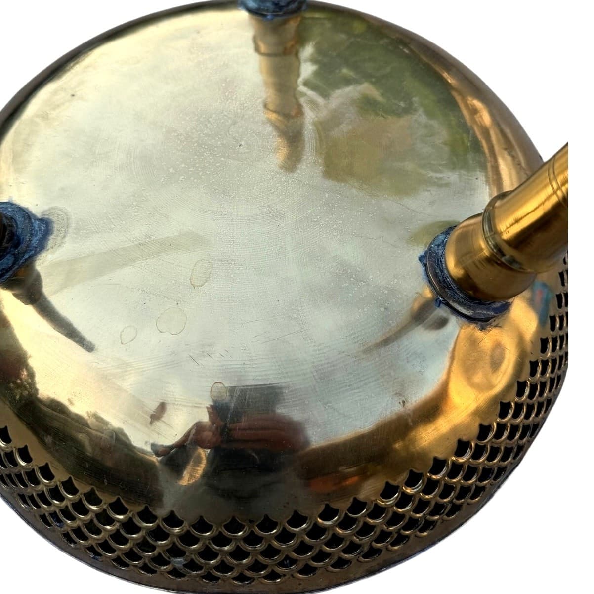 Turkish Moroccan Brass Foot Warmer Brazier 3-Leg 1960s Pierced Stool/Plant Stand - Thumbnail 11