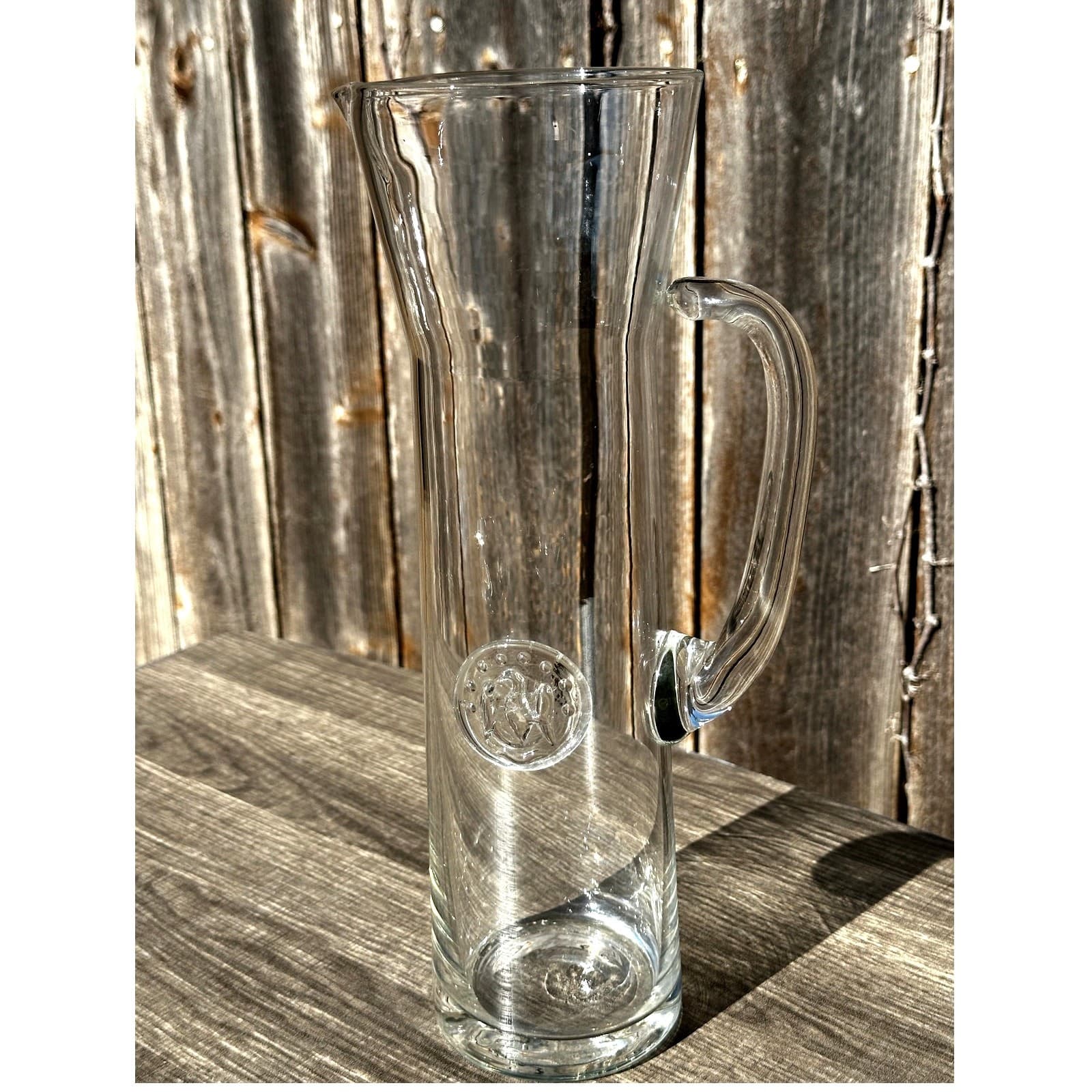 Modern 12" Art Glass Martini Pitcher Embellished with American Eagle Medallion