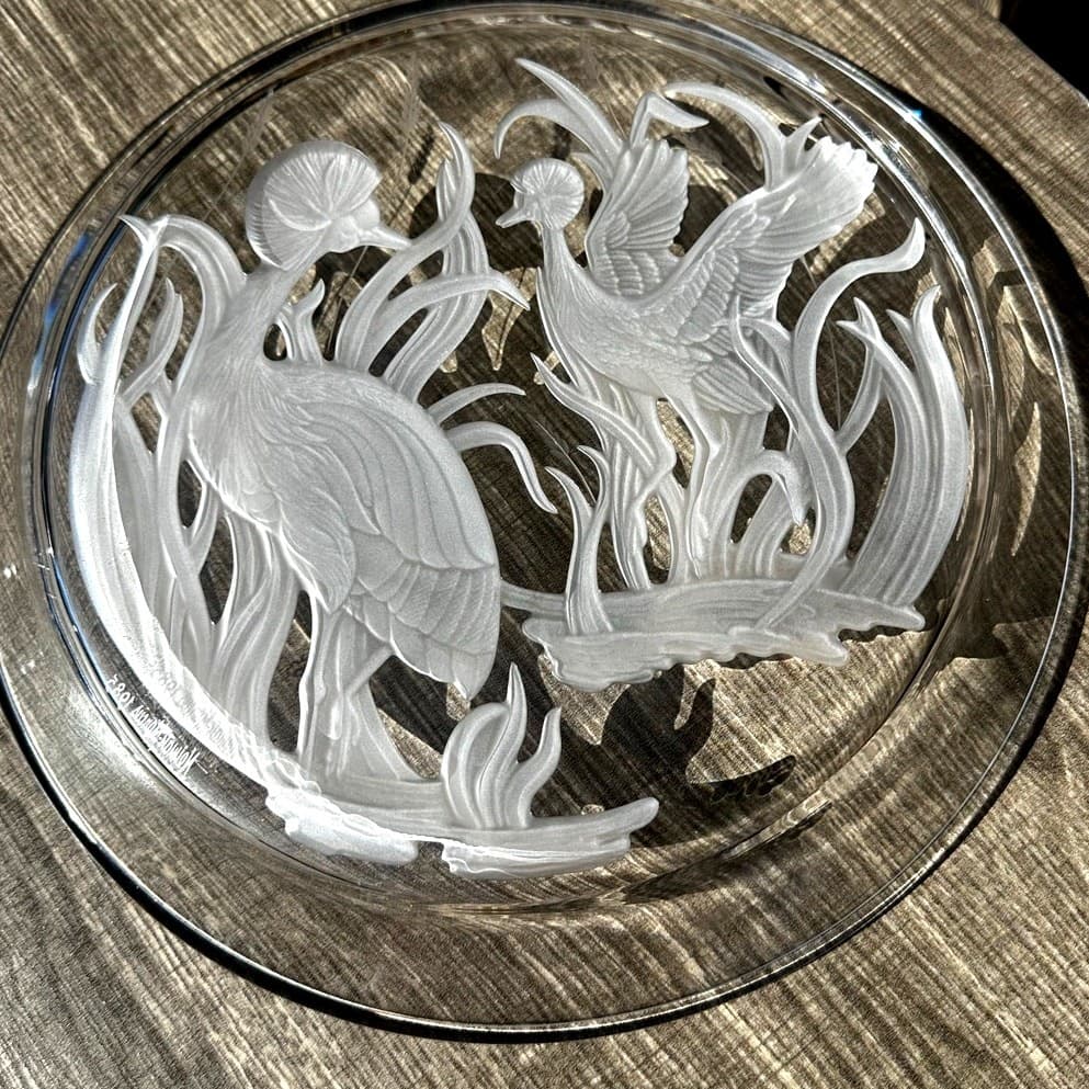 Lalique Neiman Marcus 1985 Vintage Crane Design 12.5" Platter-Rare-Exquisite! - Thumbnail 3