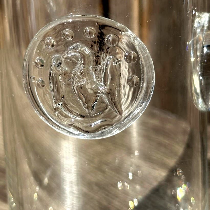 Modern 12" Art Glass Martini Pitcher Embellished with American Eagle Medallion - Thumbnail 2