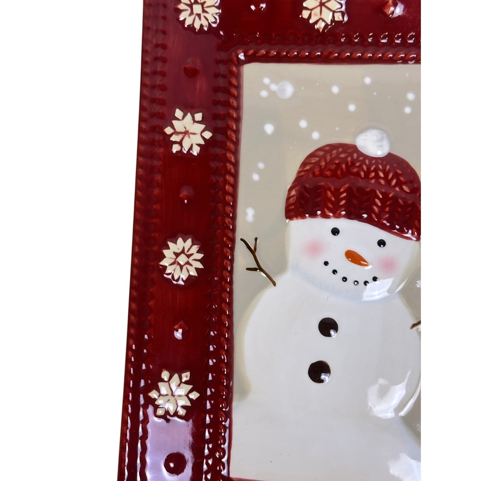 St. Nicholas Square 'Warm Wishes' 9.25" Stoneware Snowman Salad Plate-Excellent - Thumbnail 3